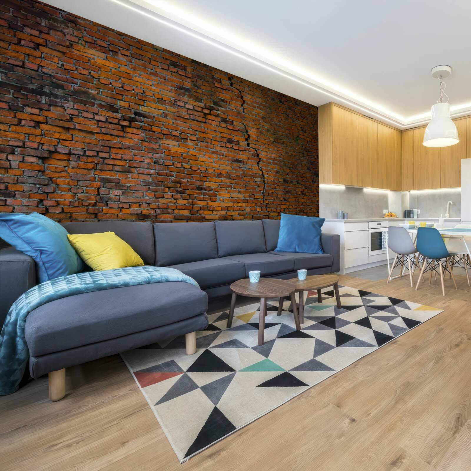 Fotobehang grote scheur in een bakstenen muur