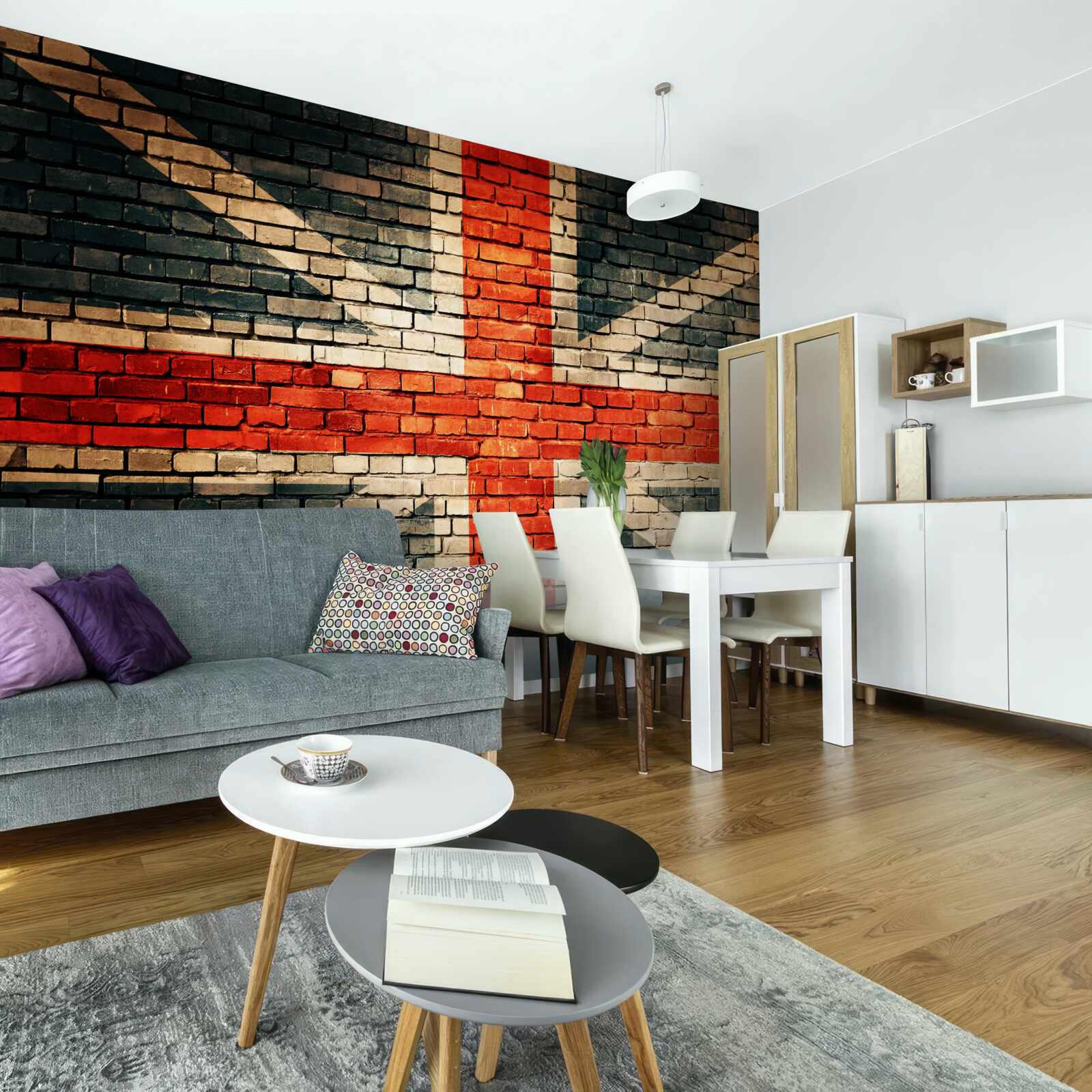 Fotobehang britse vlag op een bakstenen muur