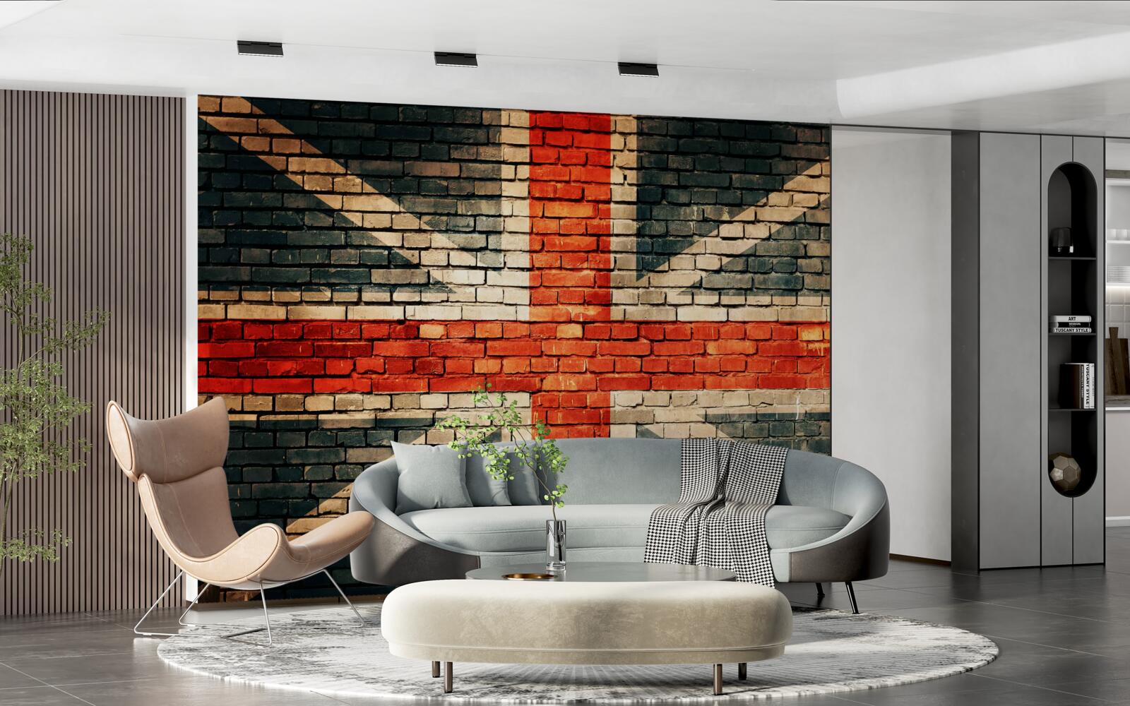Fotobehang britse vlag op een bakstenen muur
