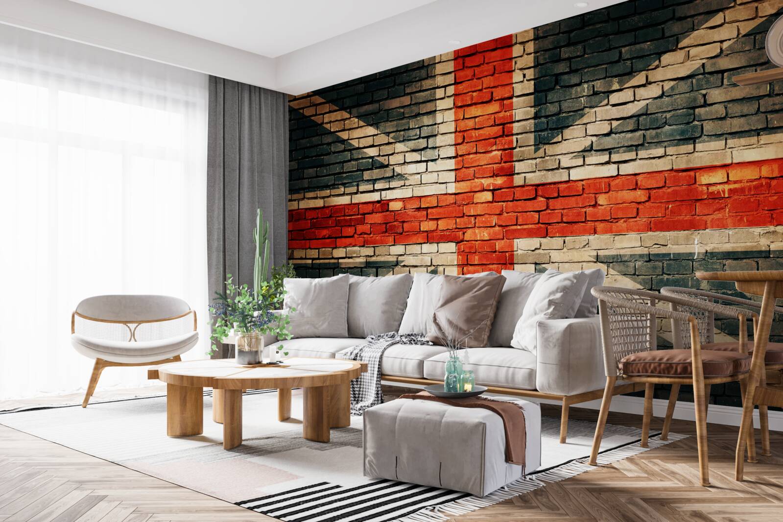 Fotobehang britse vlag op een bakstenen muur