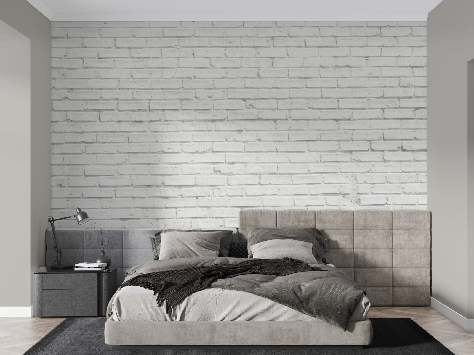Fotobehang witte bakstenen basis