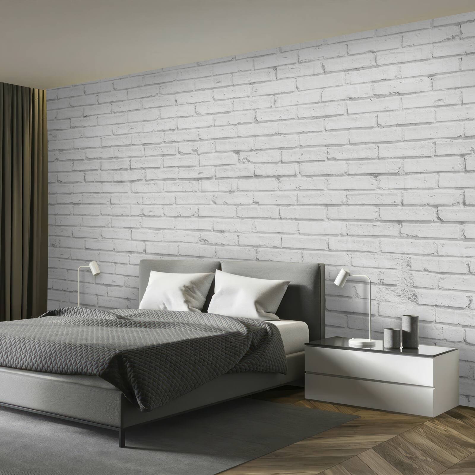 Fotobehang witte bakstenen basis