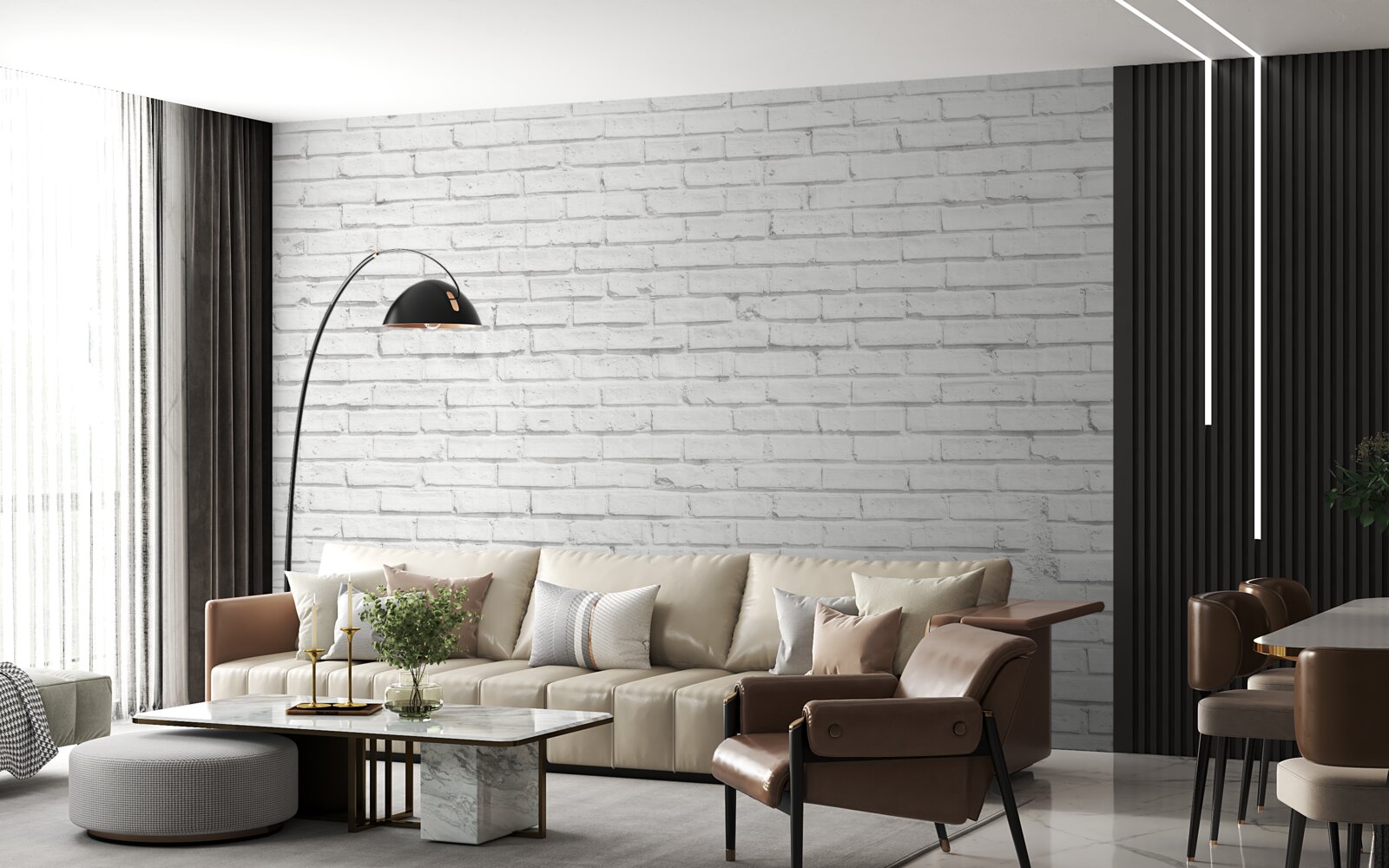 Fotobehang witte bakstenen basis