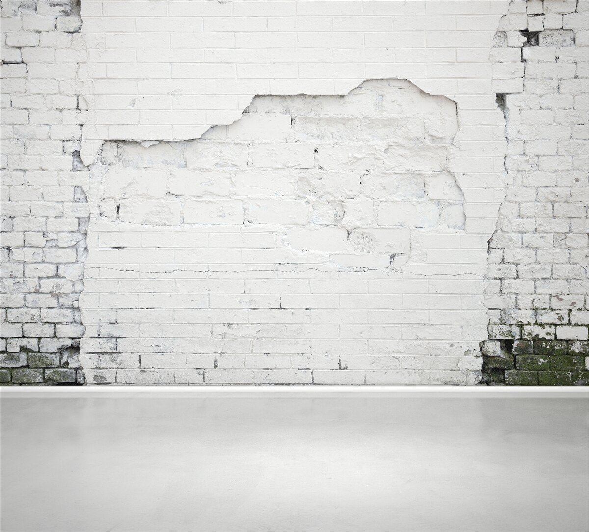 Fotobehang baksteenmetselwerk blootgesteld aan de effecten van de tijd