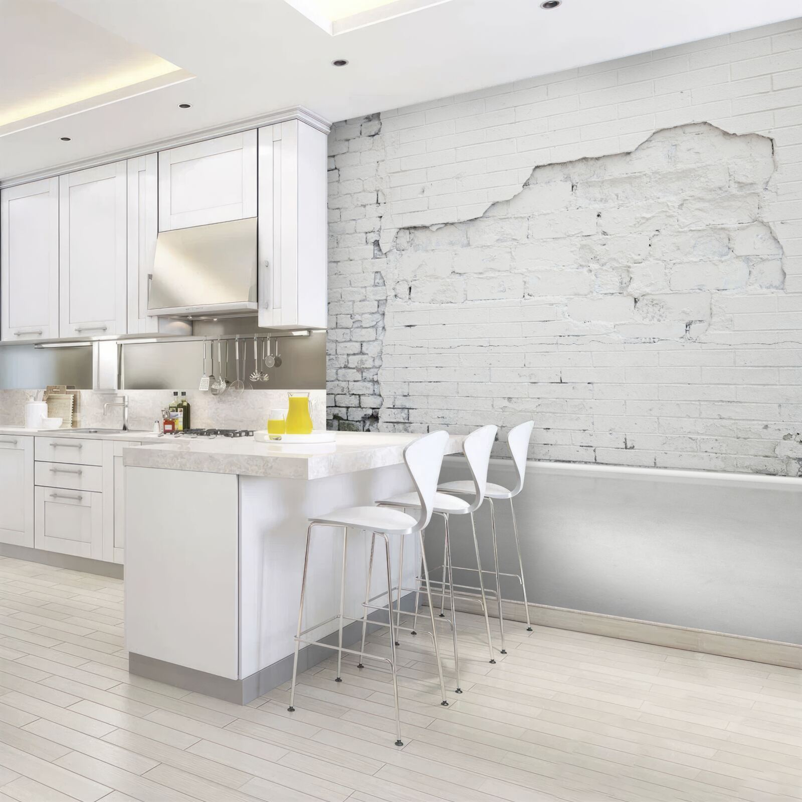 Fotobehang baksteenmetselwerk blootgesteld aan de effecten van de tijd