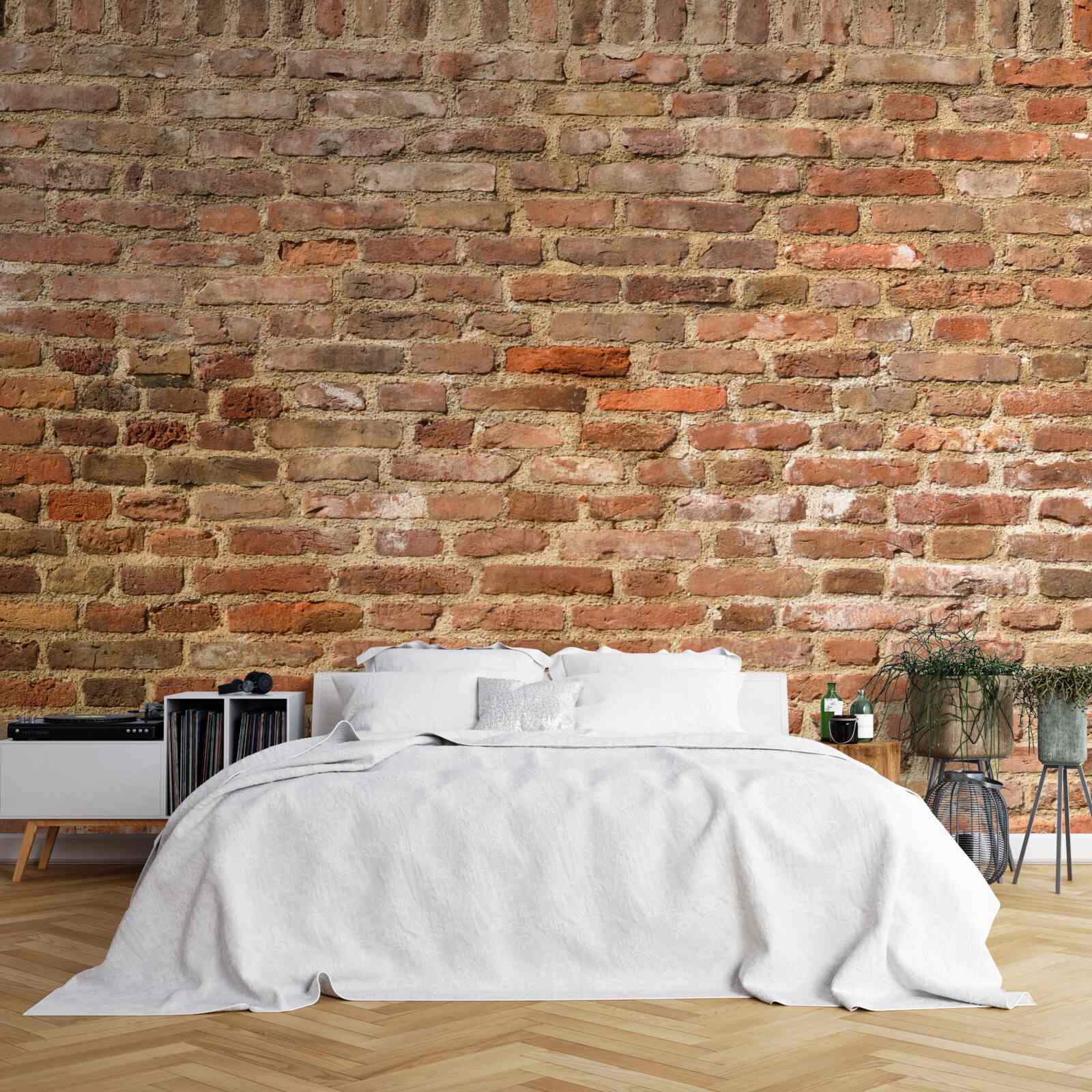 Fotobehang oude bruine bakstenen muur