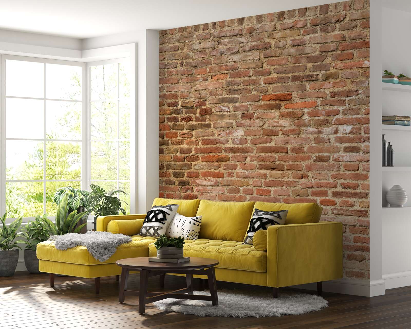 Fotobehang oude bruine bakstenen muur