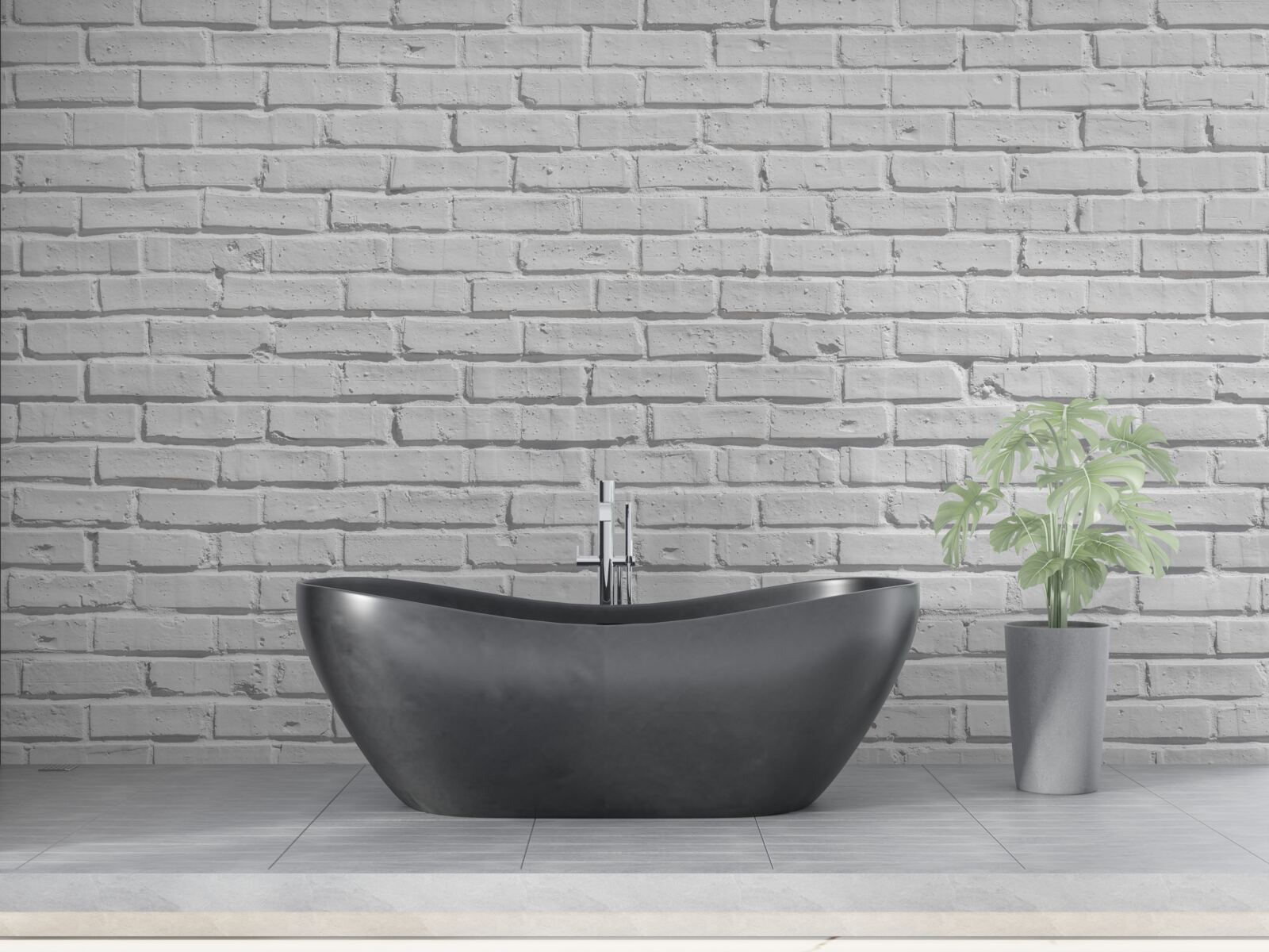 Fotobehang De bakstenen muur is wit geschilderd