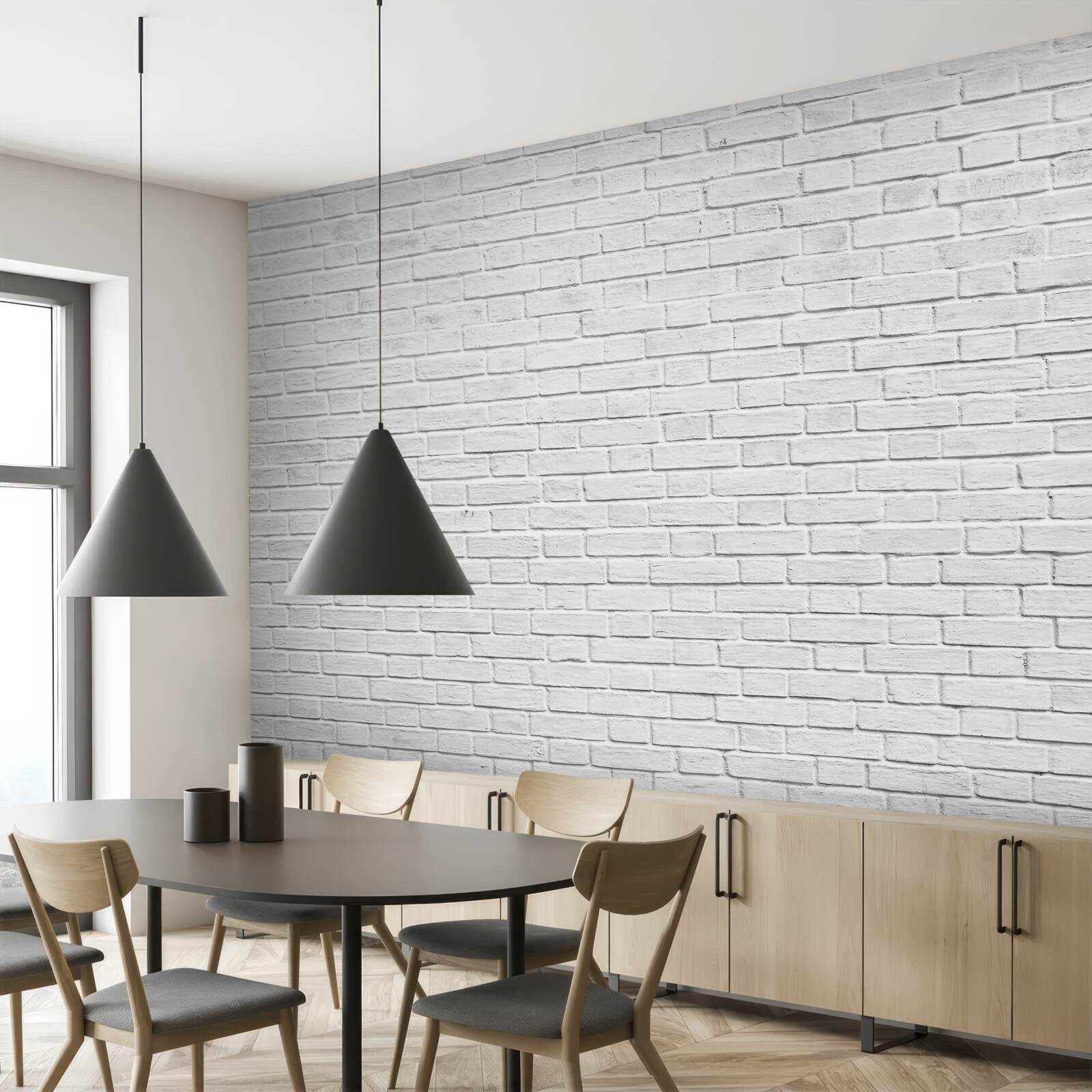 Fotobehang wit bakstenen gebouw