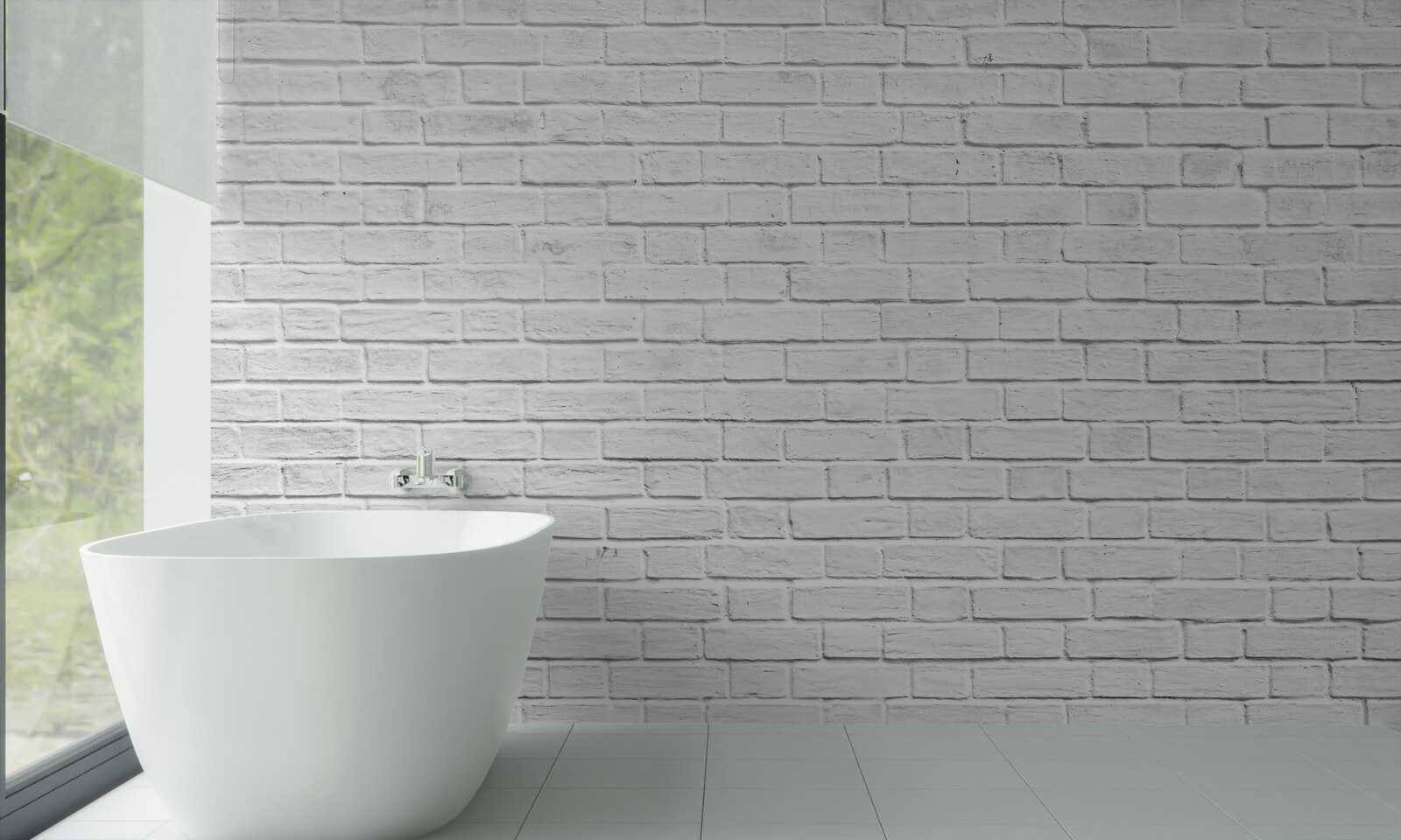 Fotobehang wit bakstenen gebouw