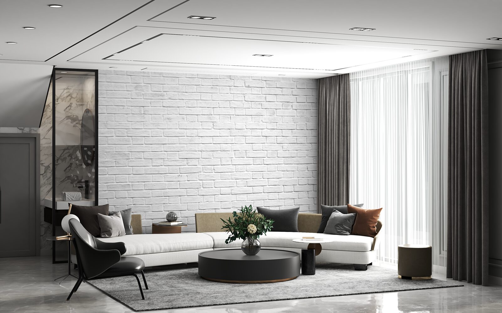 Fotobehang wit bakstenen gebouw