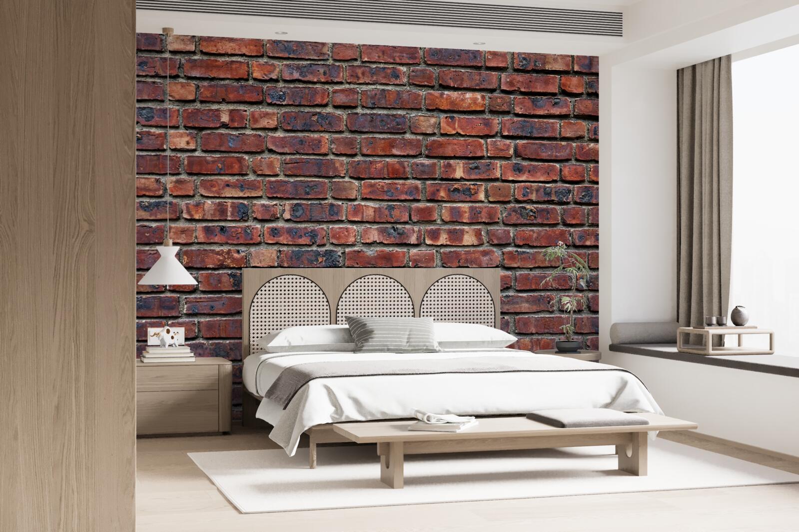 Fotobehang donkere bakstenen muur