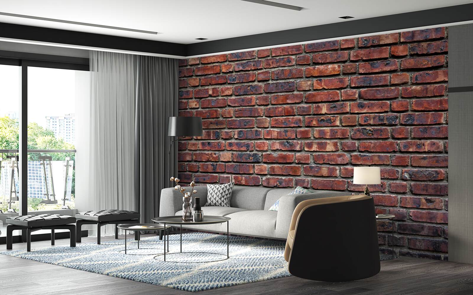 Fotobehang donkere bakstenen muur