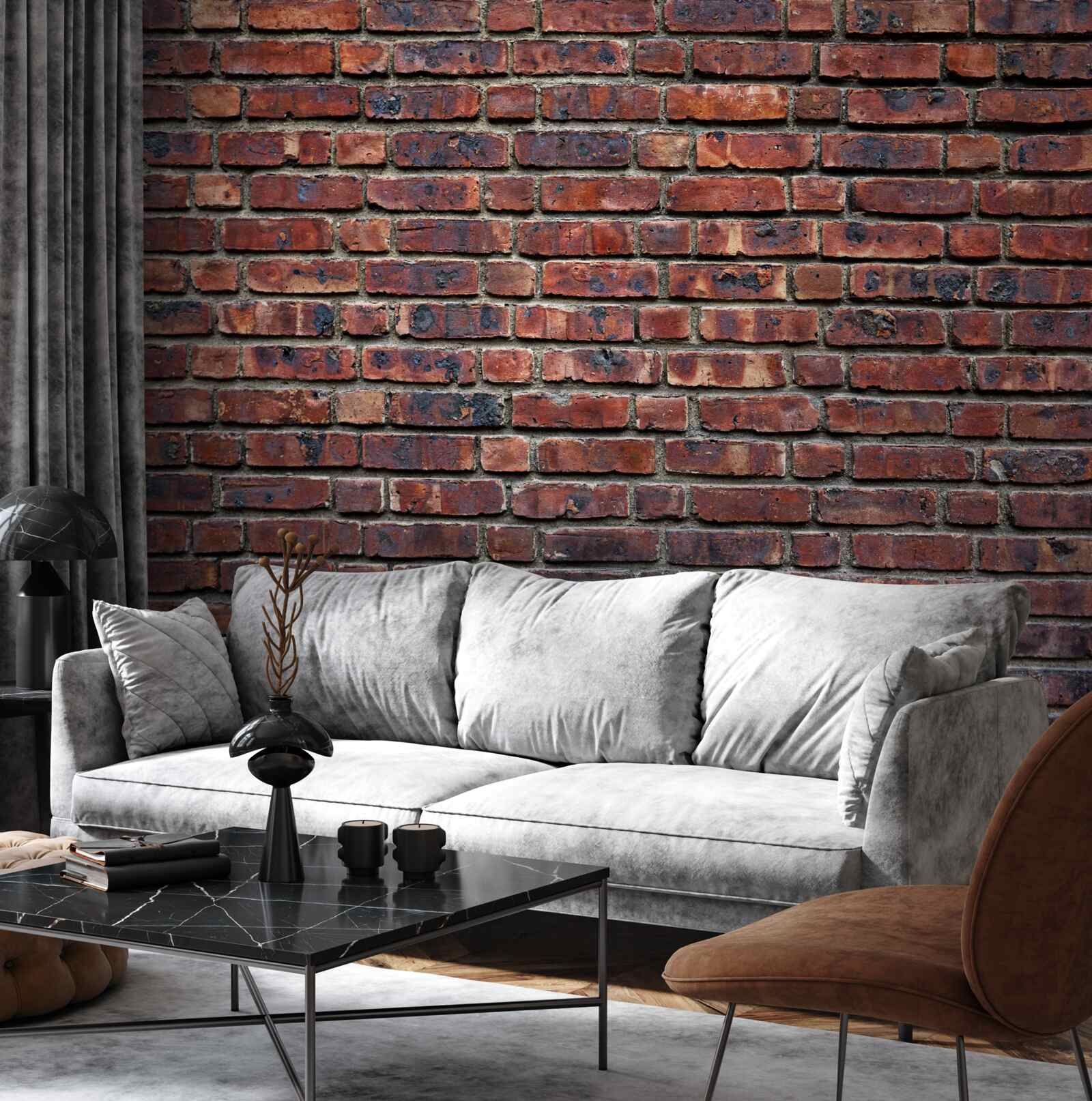 Fotobehang donkere bakstenen muur