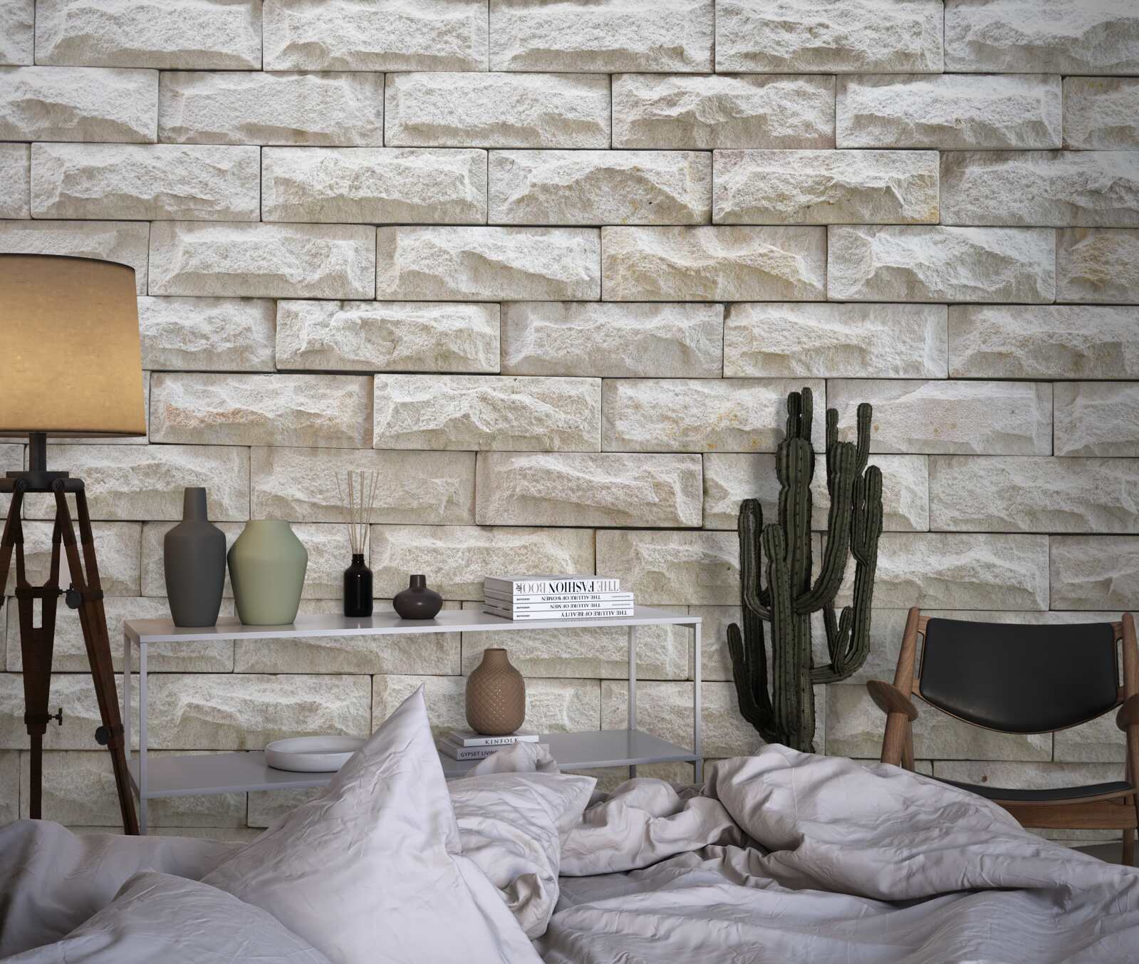 Fotobehang licht stenen muur