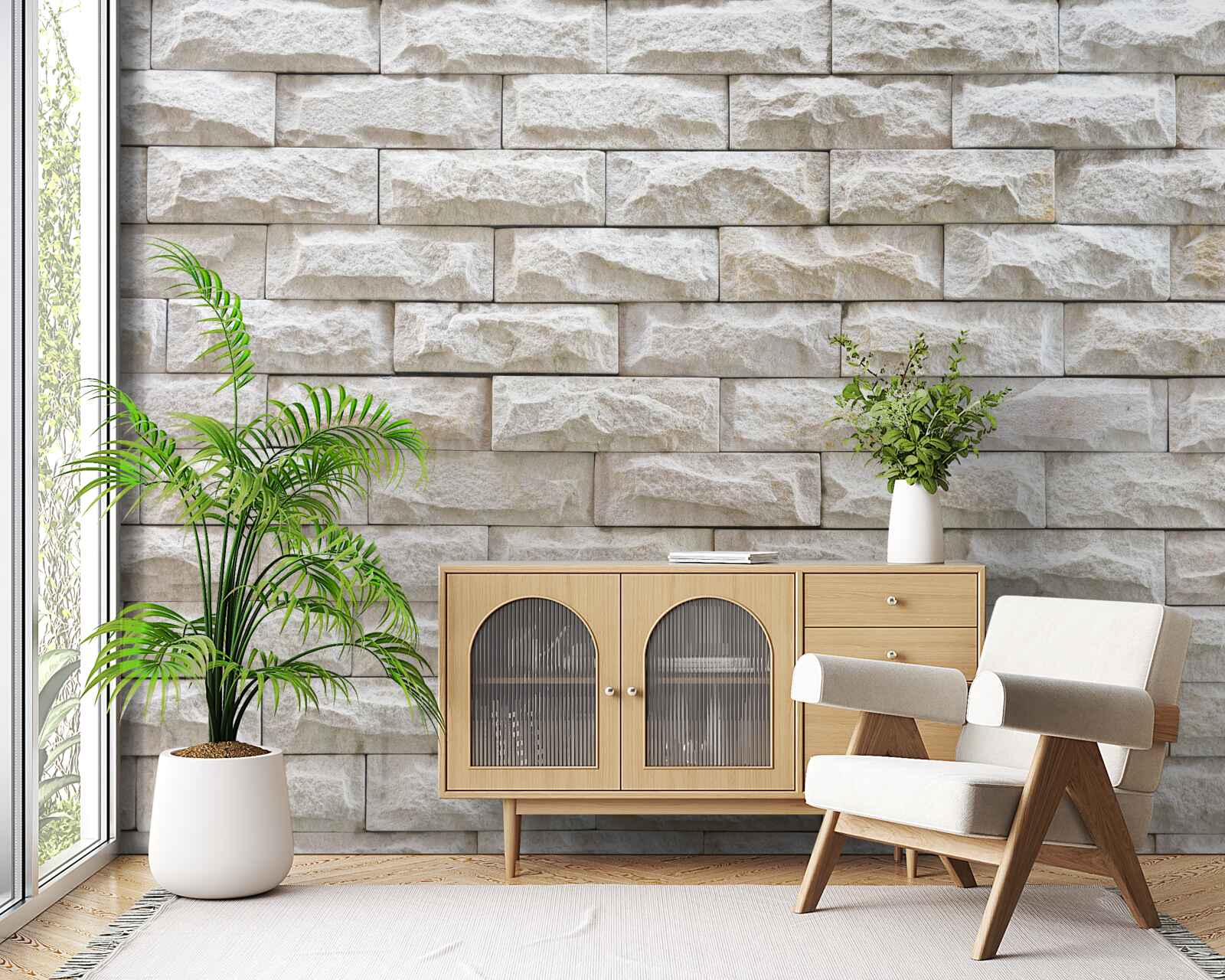 Fotobehang licht stenen muur