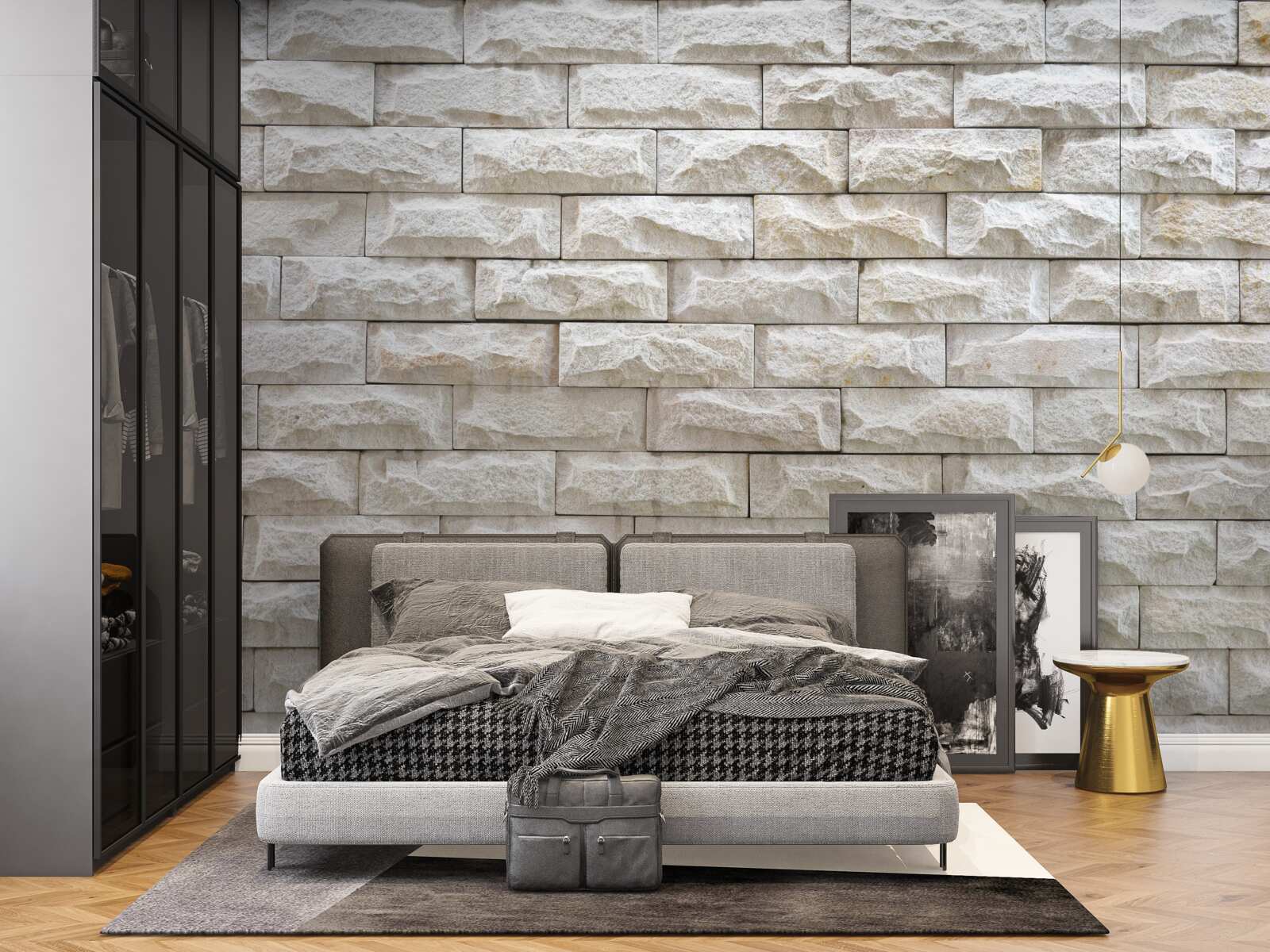 Fotobehang licht stenen muur