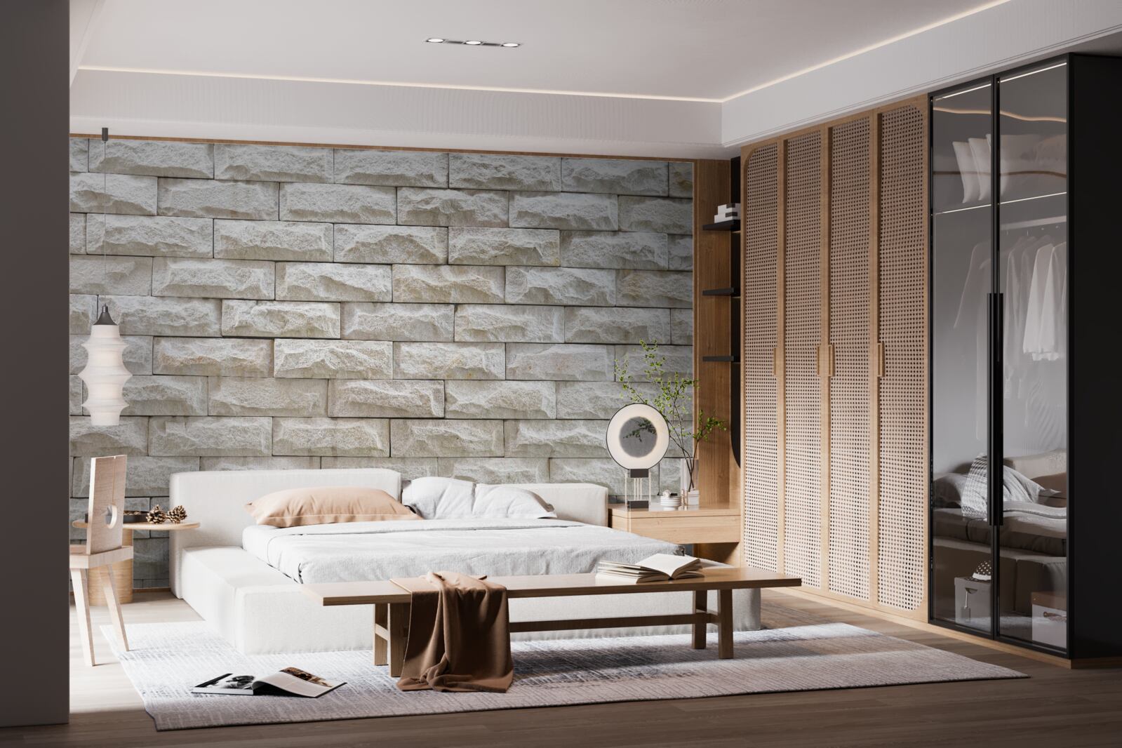 Fotobehang licht stenen muur