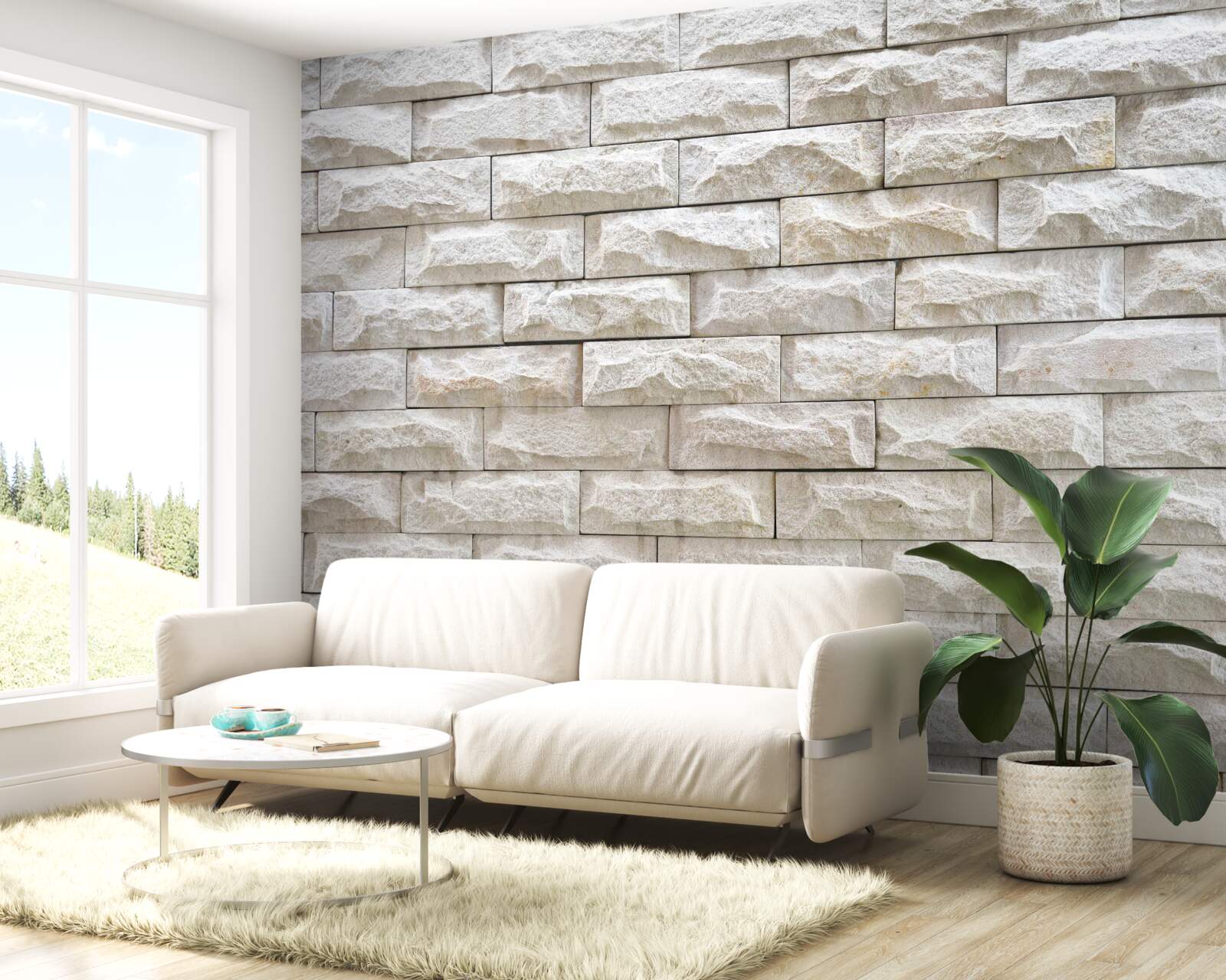 Fotobehang licht stenen muur