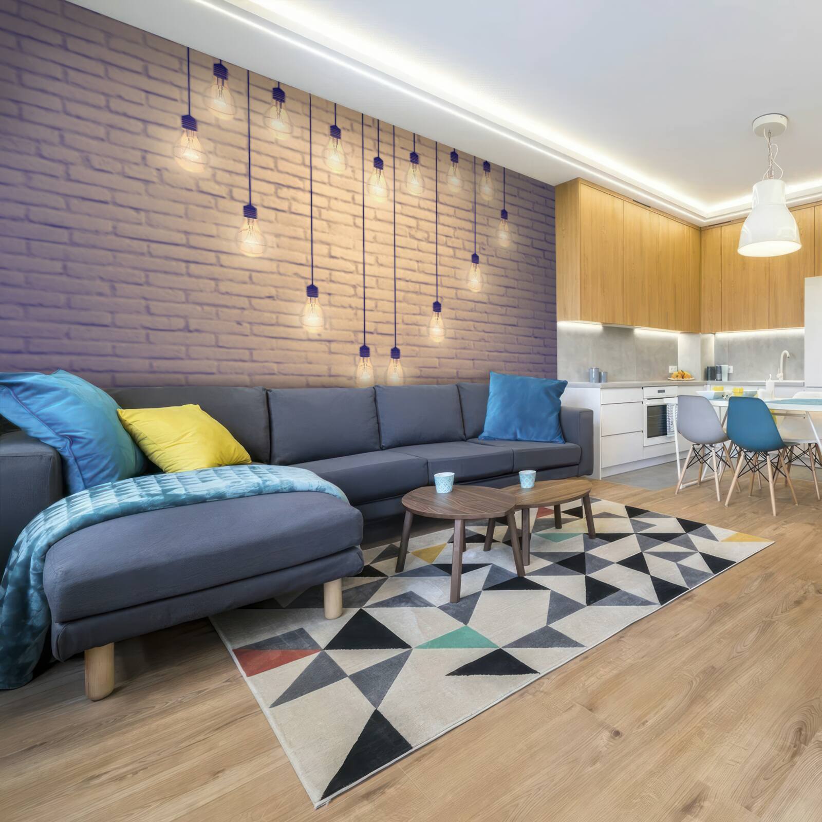 Fotobehang een hart van fluorescerende lampen verschijnt op een cypreskleurige muurachtergrond