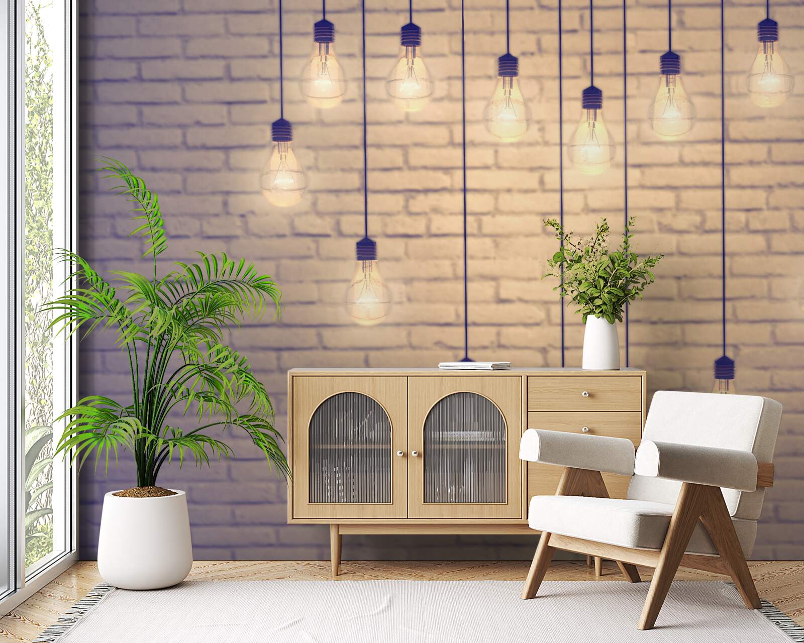 Fotobehang een hart van fluorescerende lampen verschijnt op een cypreskleurige muurachtergrond