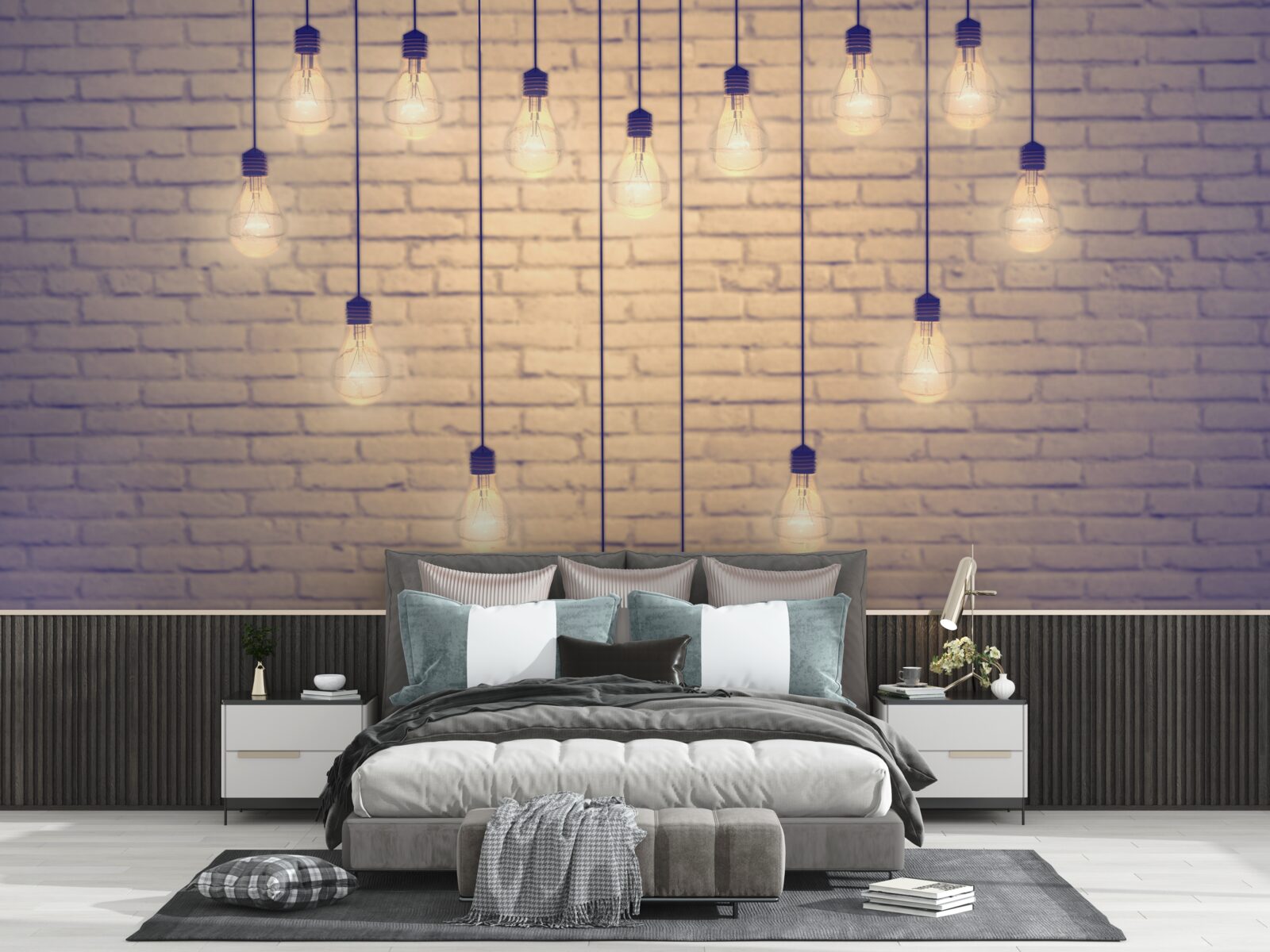 Fotobehang een hart van fluorescerende lampen verschijnt op een cypreskleurige muurachtergrond