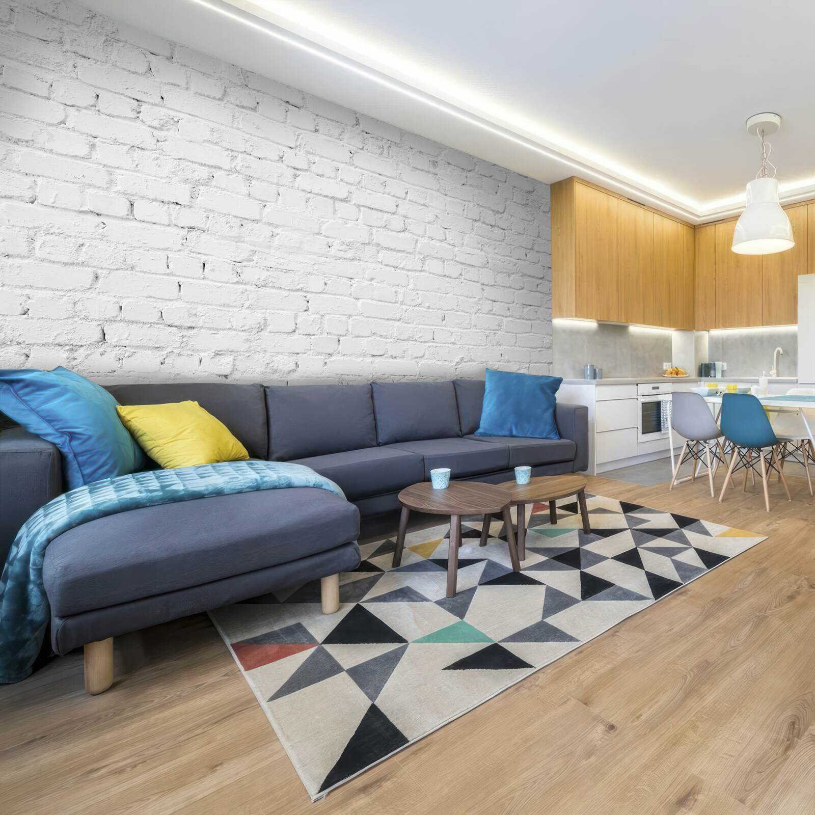 Fotobehang witte bakstenen muur