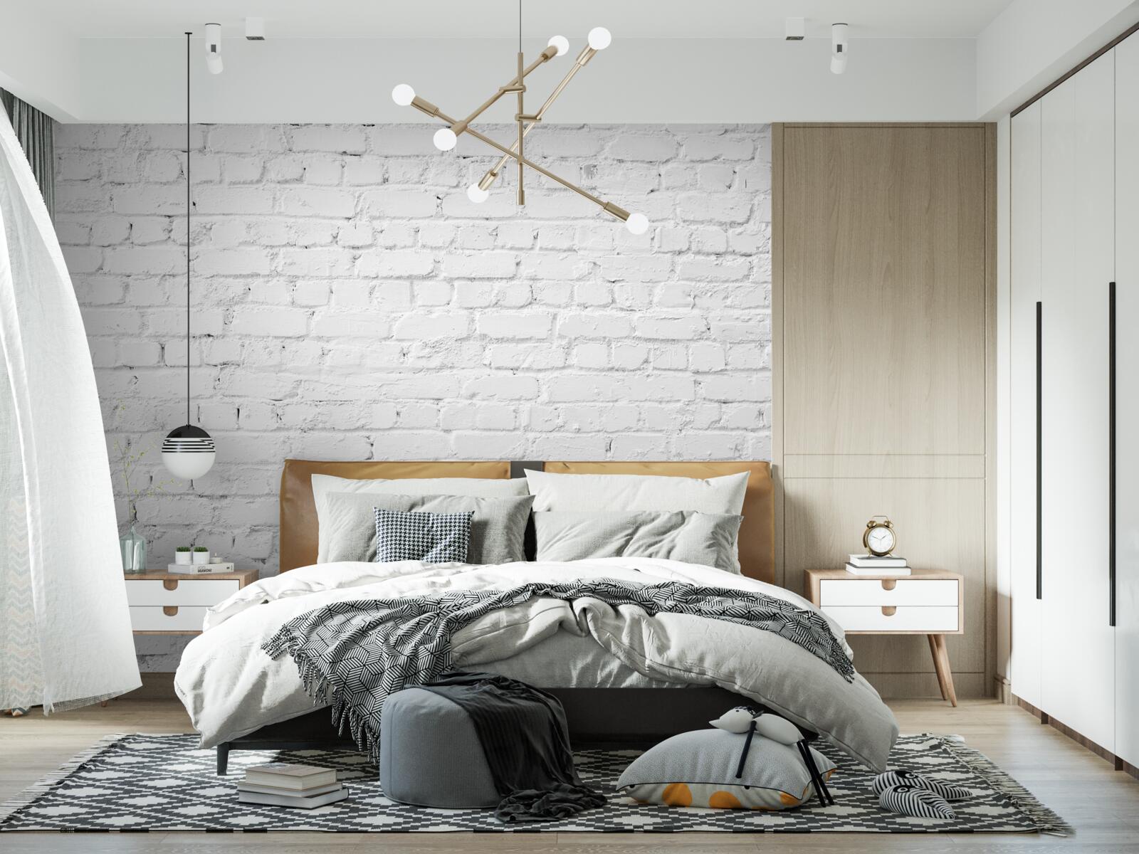 Fotobehang witte bakstenen muur