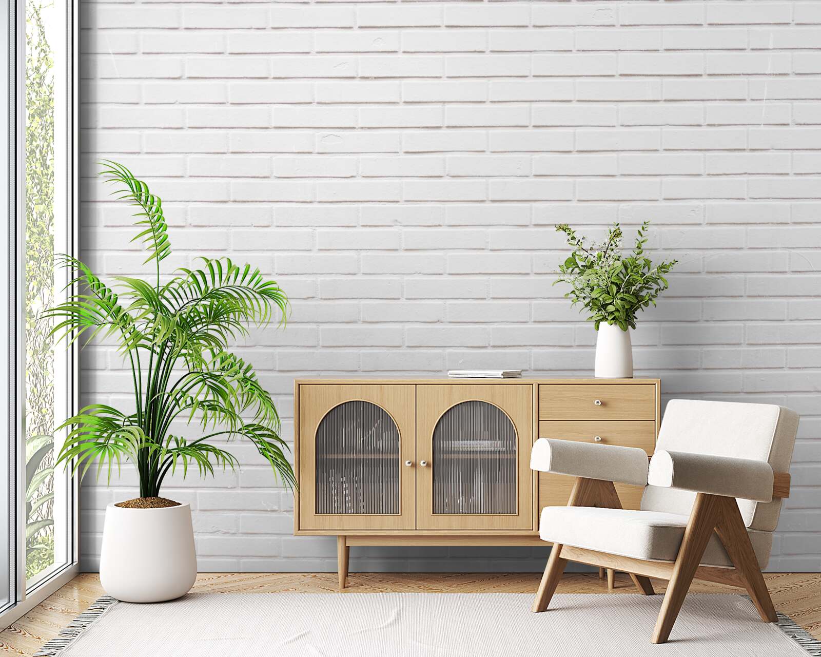 Fotobehang de bakstenen muur is maagdelijk wit