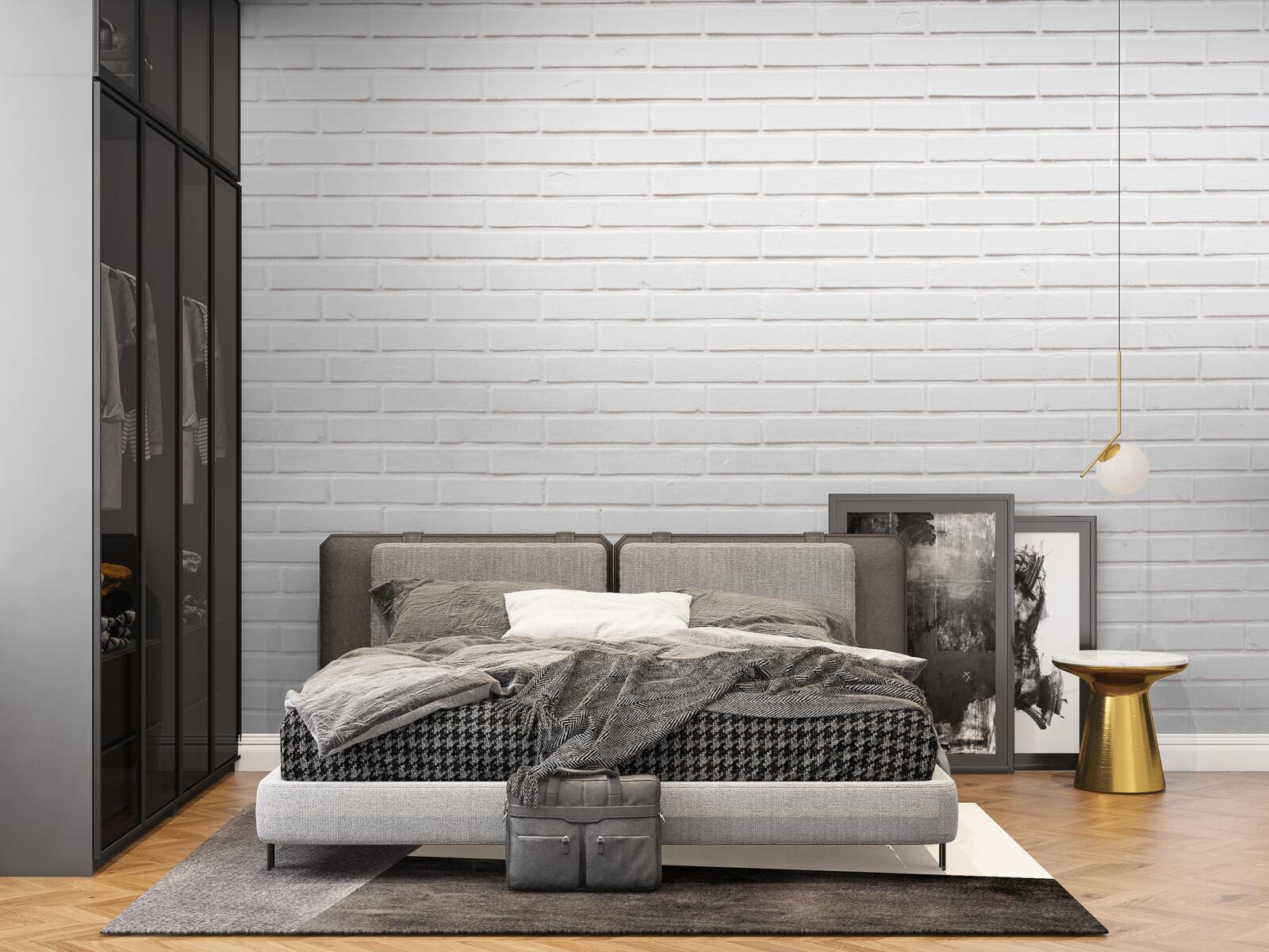 Fotobehang de bakstenen muur is maagdelijk wit