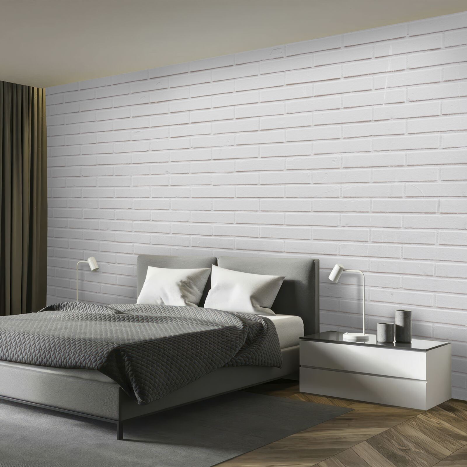 Fotobehang de bakstenen muur is maagdelijk wit