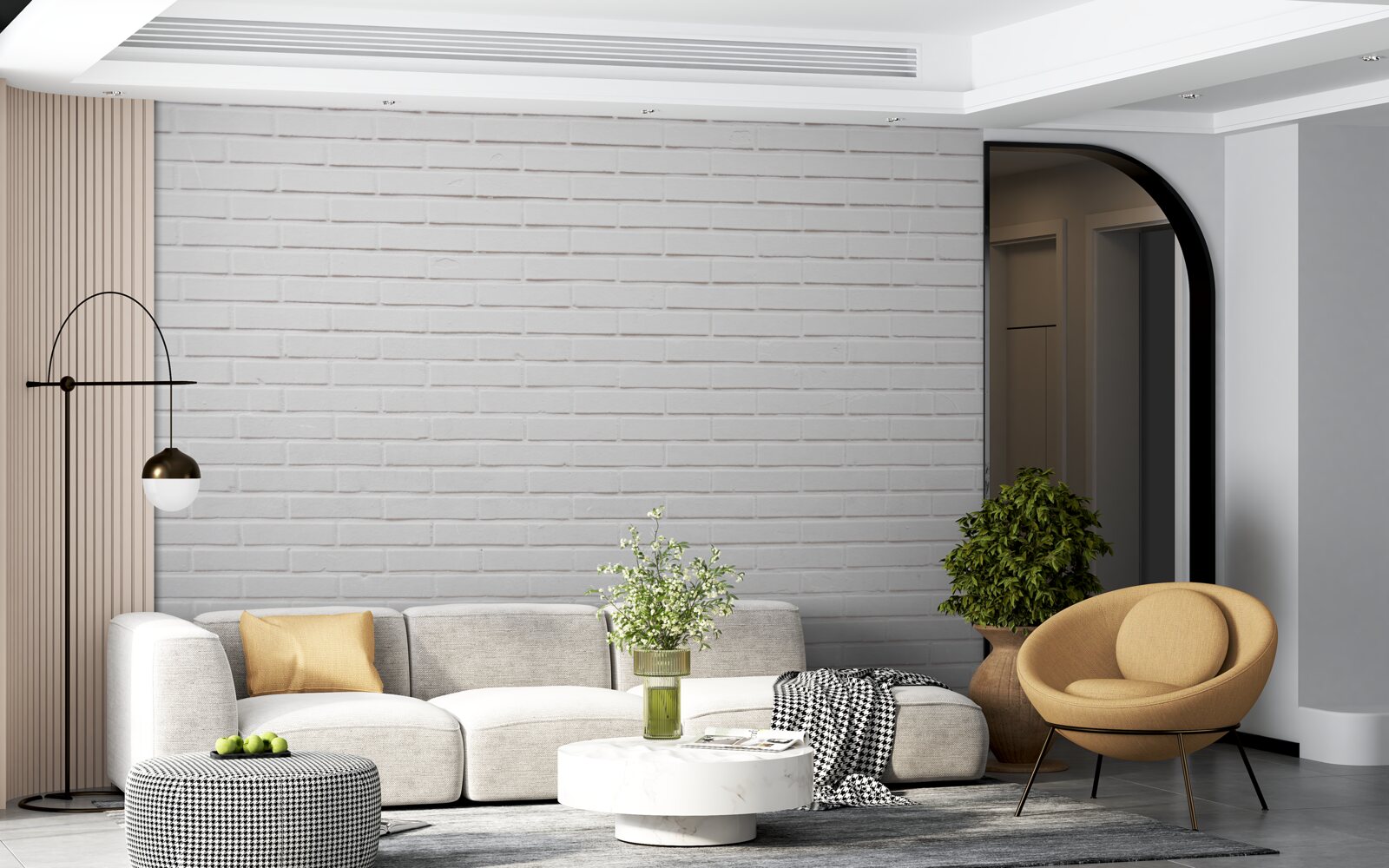 Fotobehang de bakstenen muur is maagdelijk wit