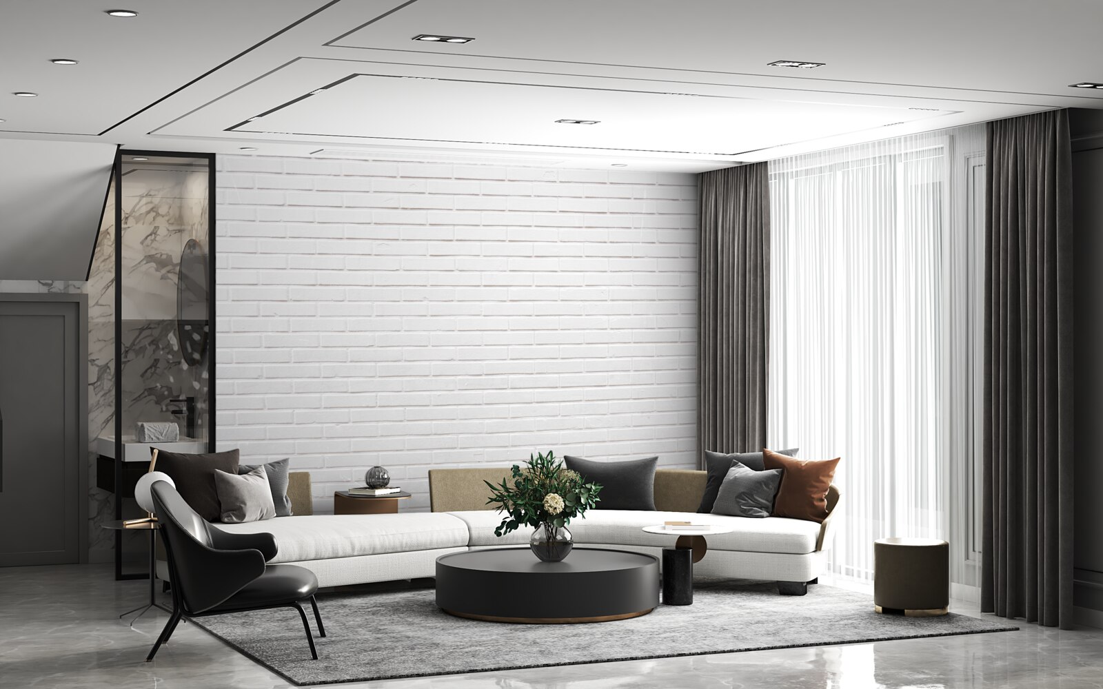 Fotobehang de bakstenen muur is maagdelijk wit