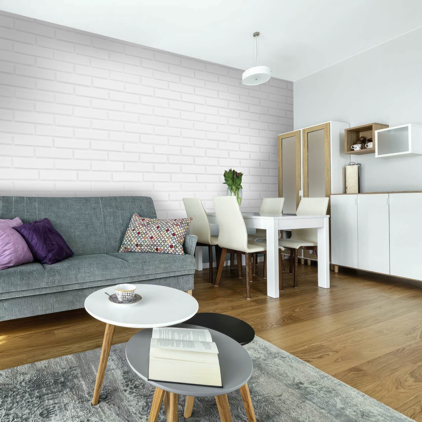 Fotobehang de bakstenen muur is maagdelijk wit