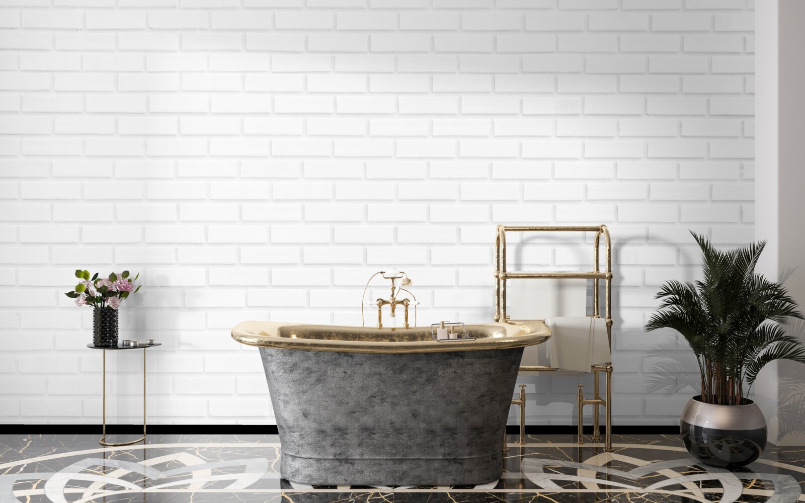 Fotobehang de bakstenen muur is maagdelijk wit