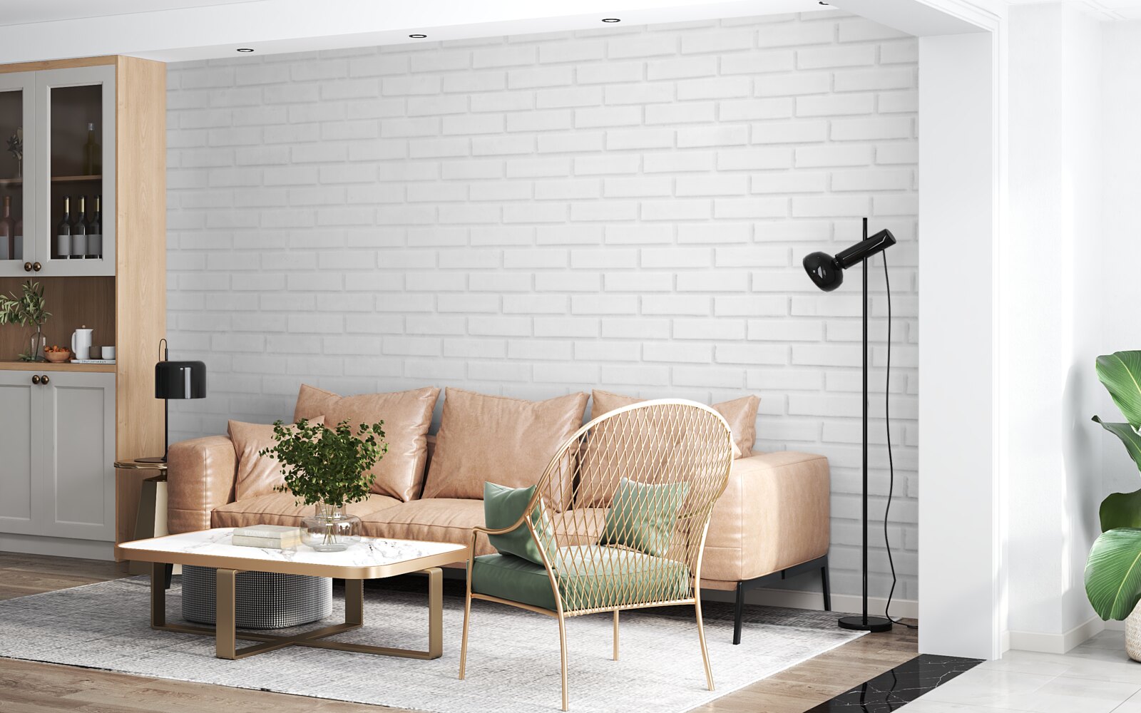 Fotobehang de bakstenen muur is maagdelijk wit