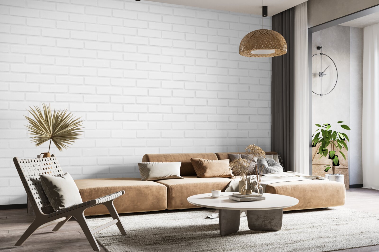 Fotobehang de bakstenen muur is maagdelijk wit