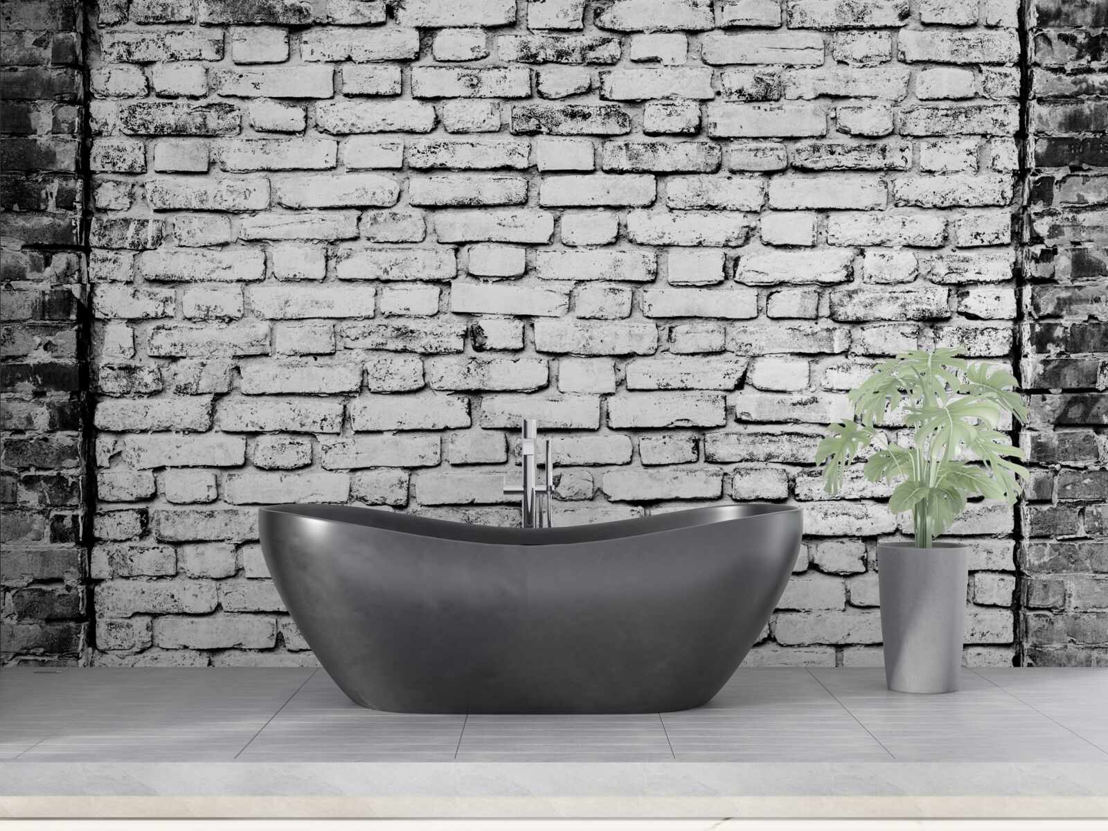 Fotobehang Bakstenen muur met krassen