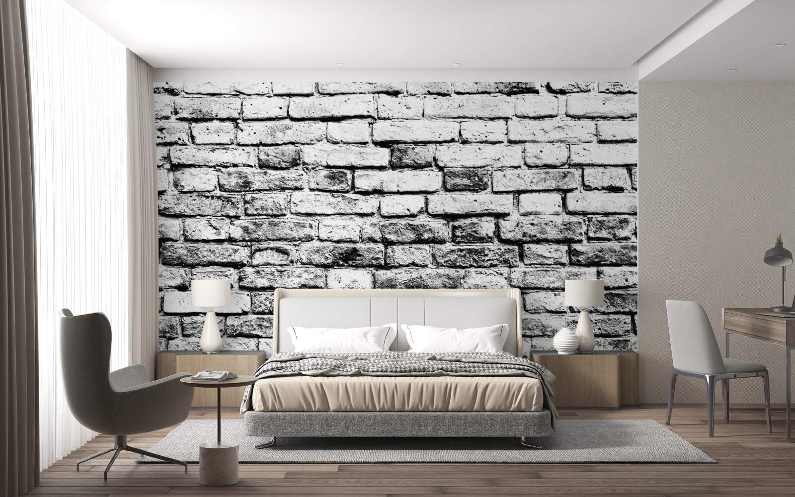 Fotobehang grijze bakstenen muurstructuur