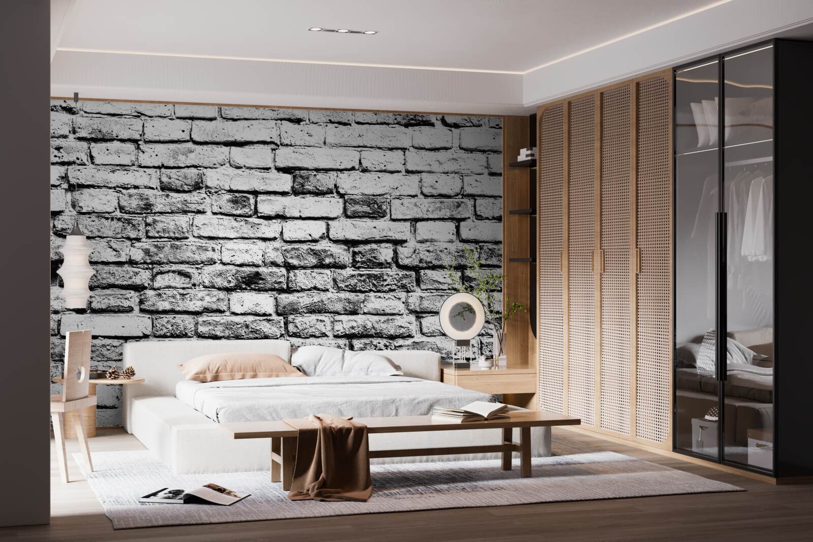 Fotobehang grijze bakstenen muurstructuur