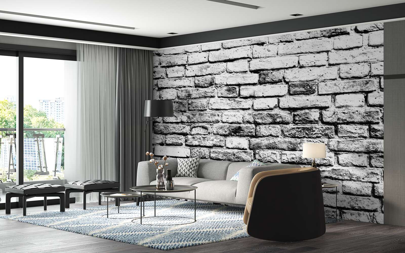 Fotobehang grijze bakstenen muurstructuur