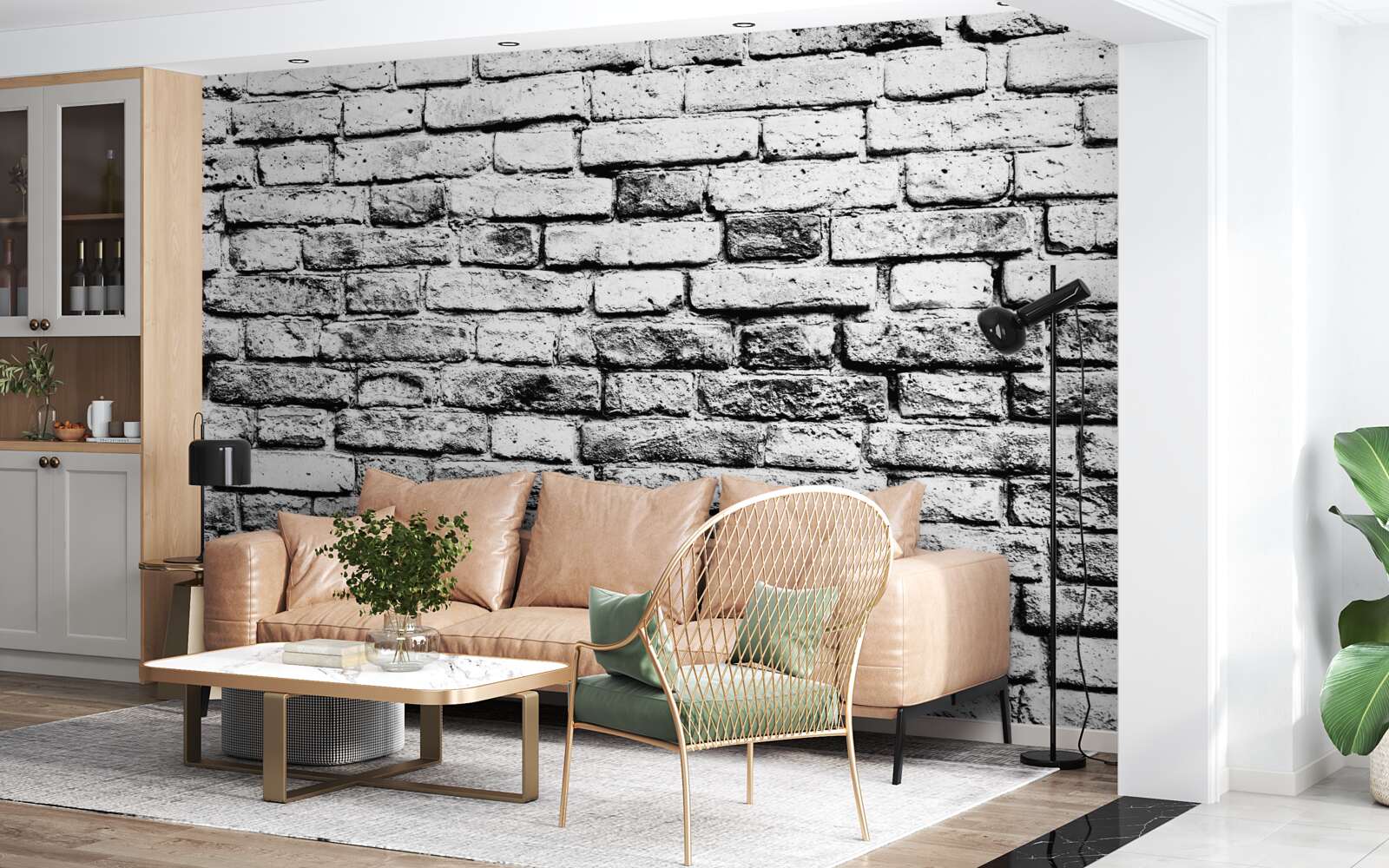 Fotobehang grijze bakstenen muurstructuur