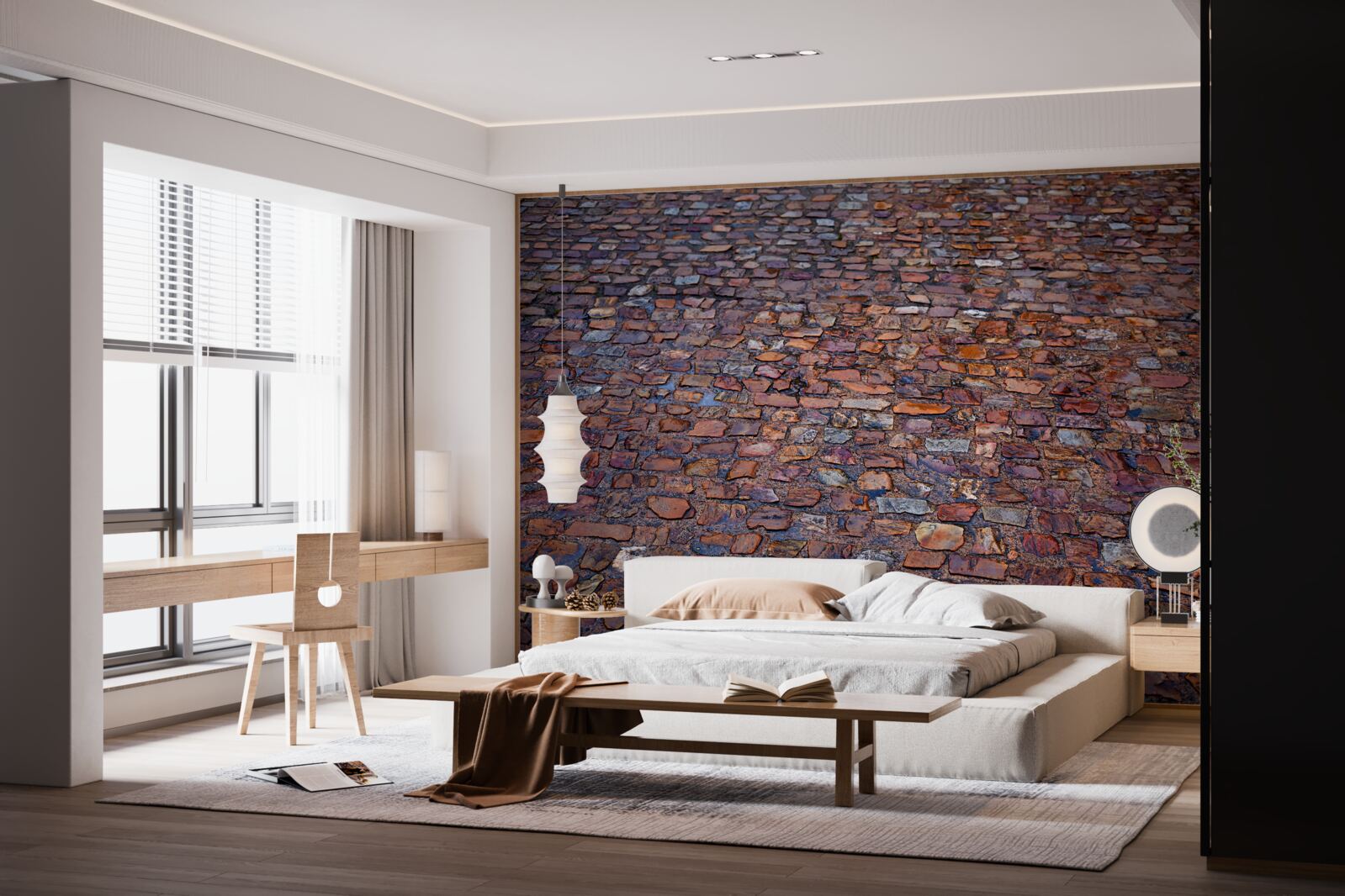 Fotobehang oude straat geplaveid met kasseien