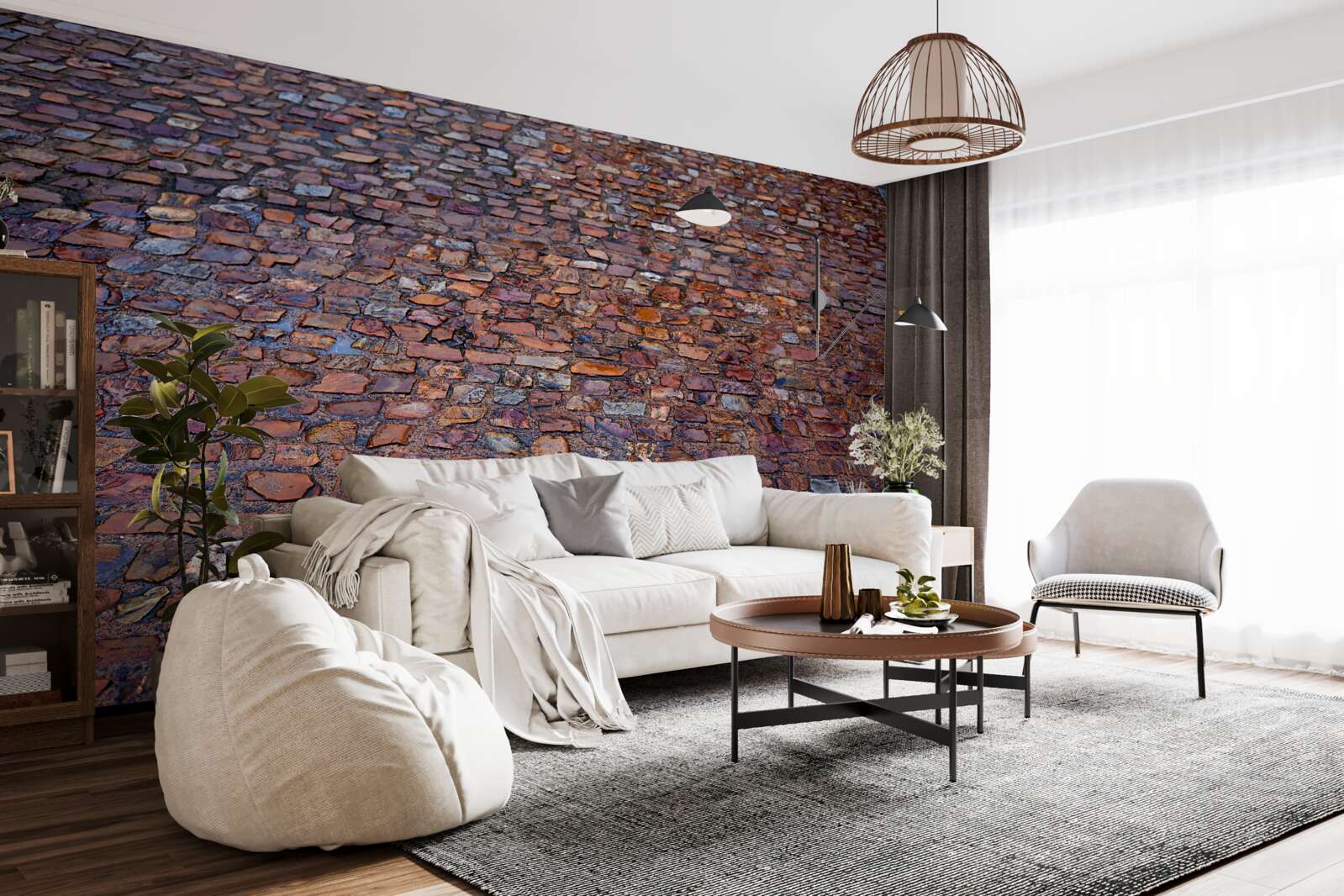 Fotobehang oude straat geplaveid met kasseien