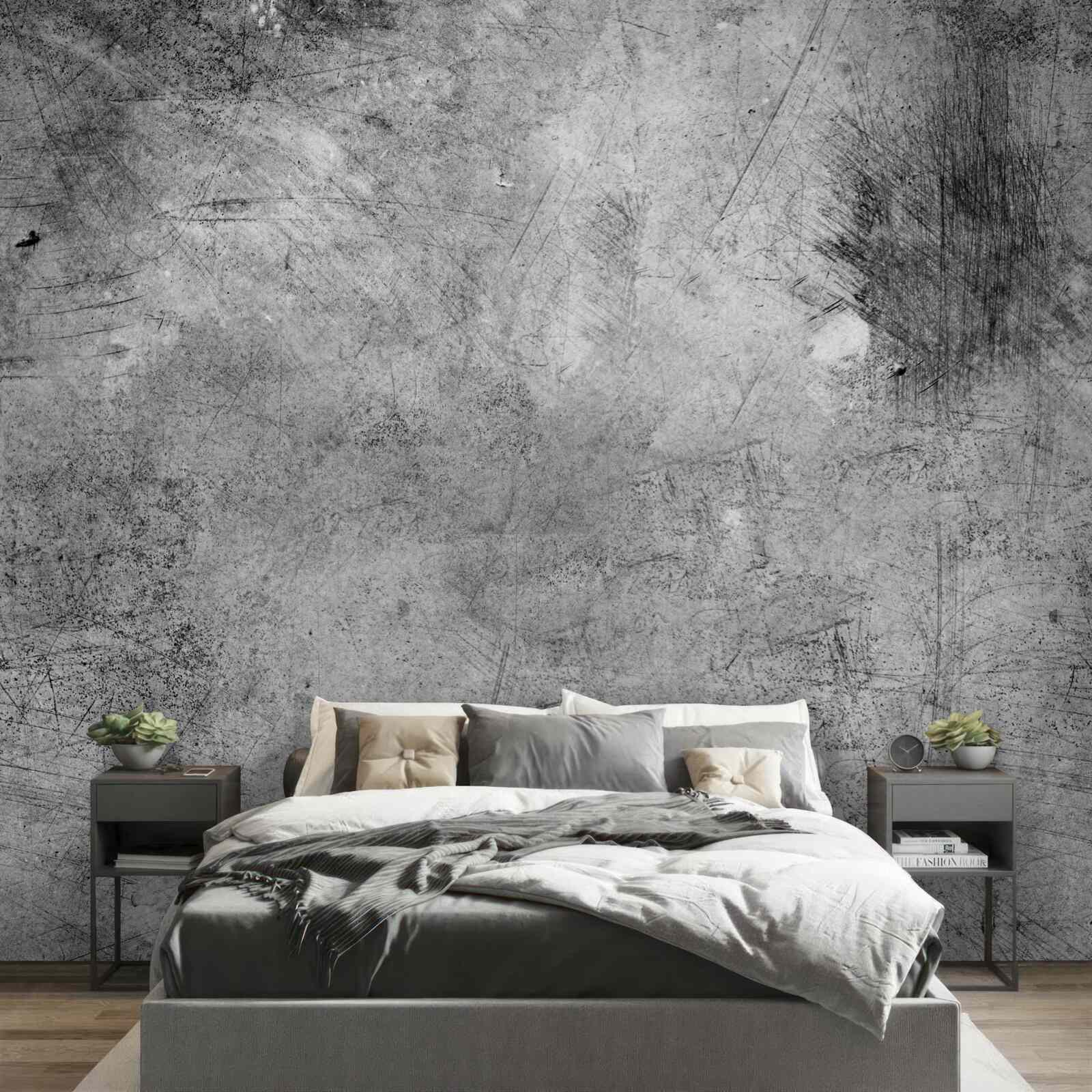Fotobehang grijze muur met close-up krassen