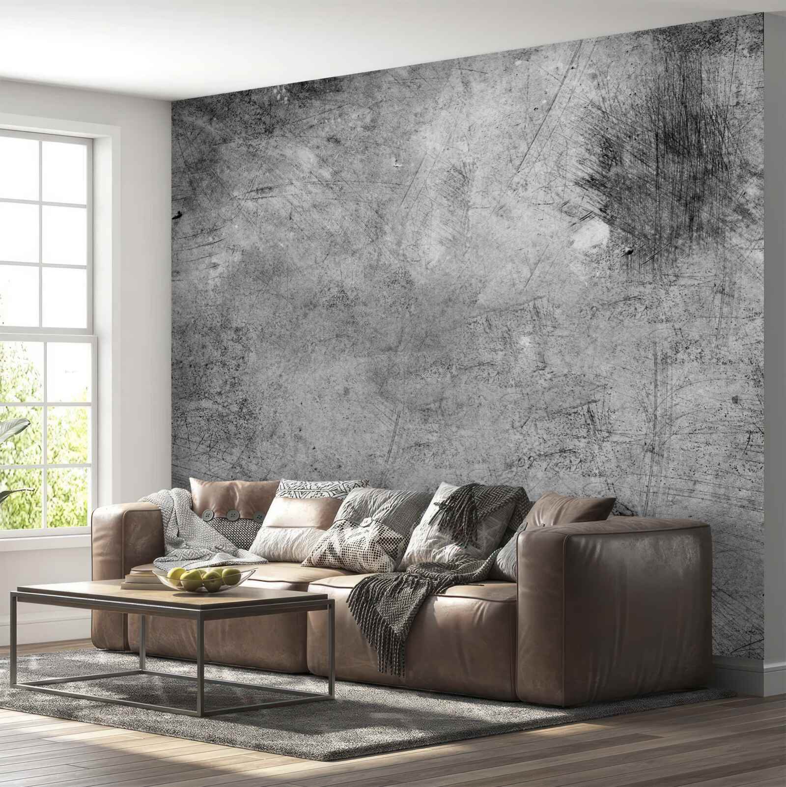 Fotobehang grijze muur met close-up krassen