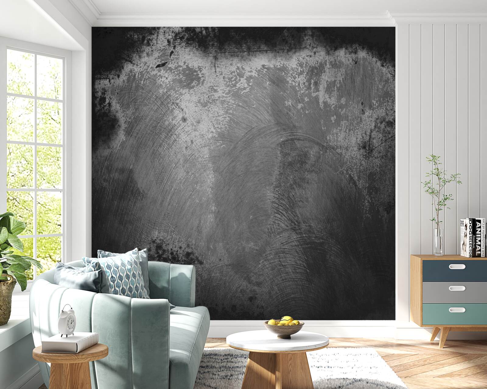 Fotobehang intens zwarte en angstaanjagende muur