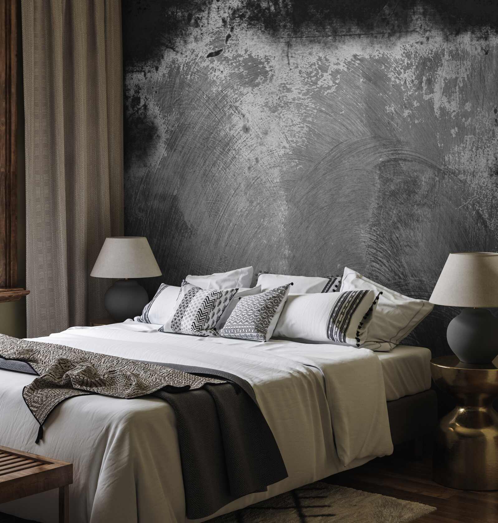 Fotobehang intens zwarte en angstaanjagende muur