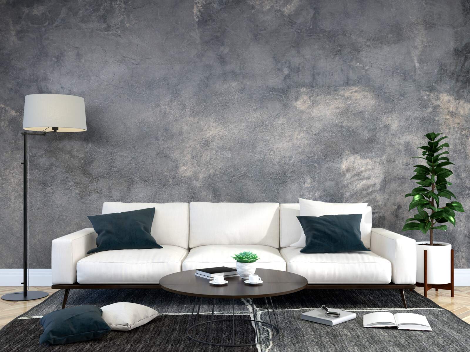 Fotobehang gevormde cementmuur