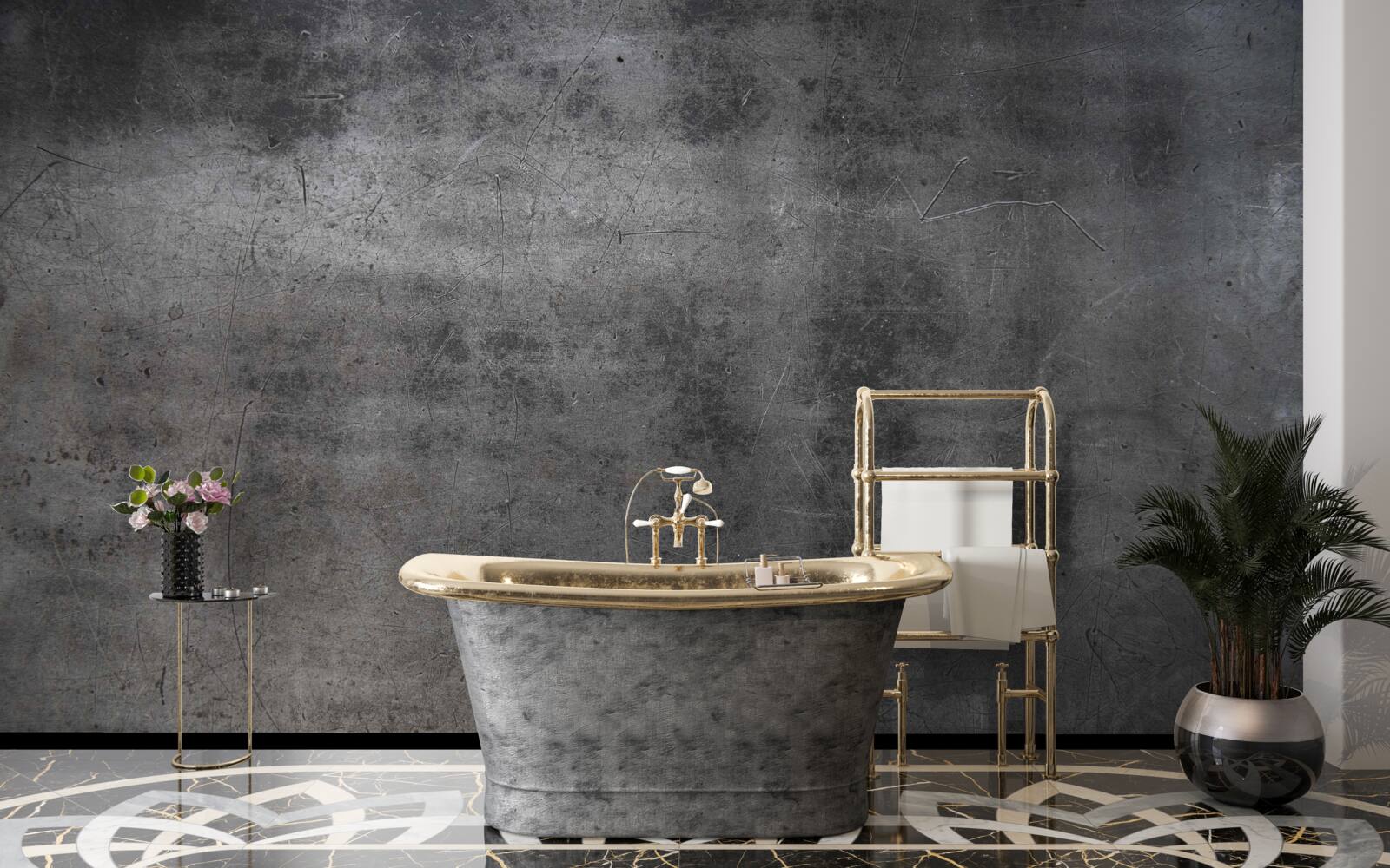 Fotobehang metallic grunge in donkere kleuren